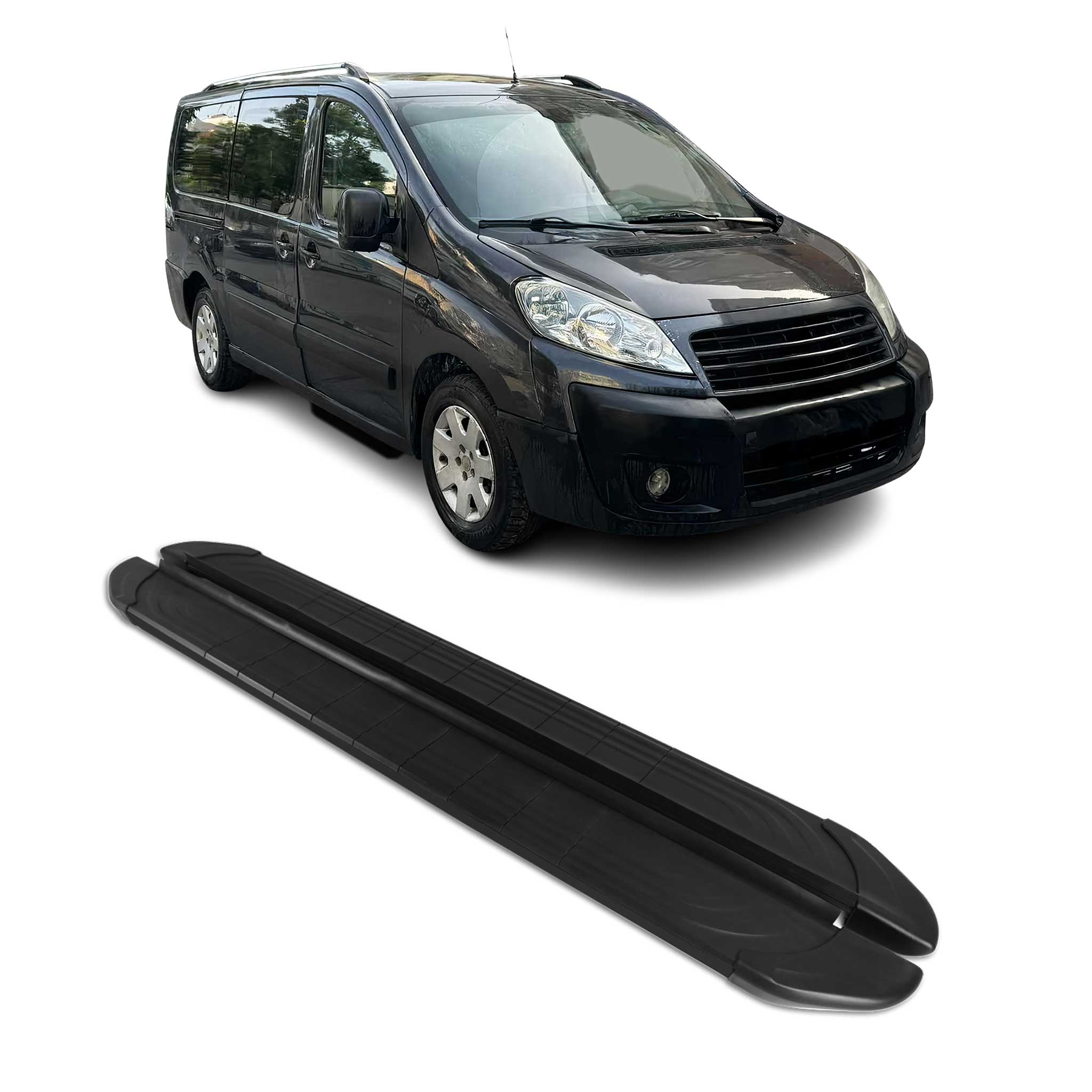 Trittbretter Seitenschweller für Fiat Scudo 2007-2016 L2 Aluminium Schwarz 2tlg
