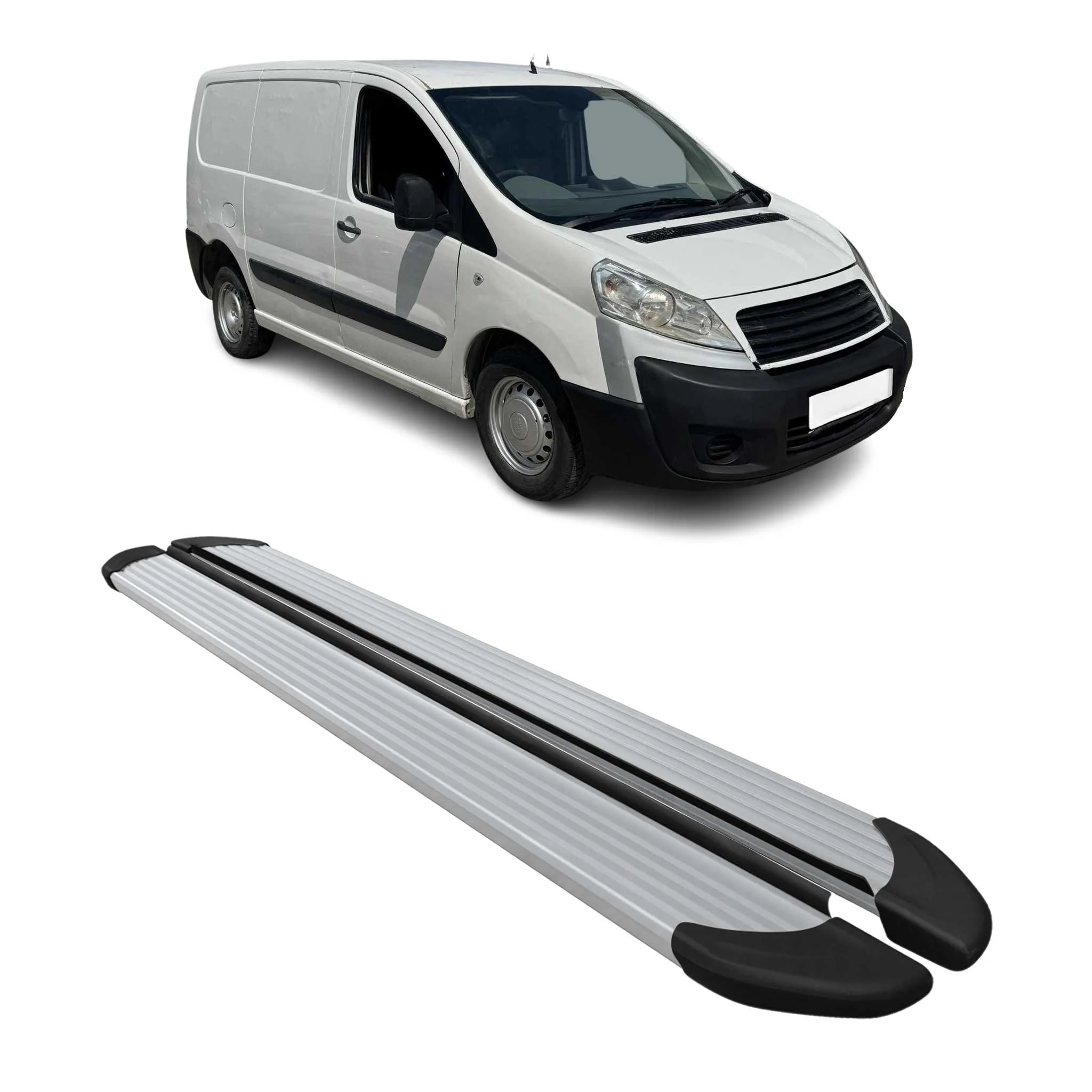Seitenschweller Trittbretter Schweller für Fiat Scudo 2007-2016 L1 Alu Grau
