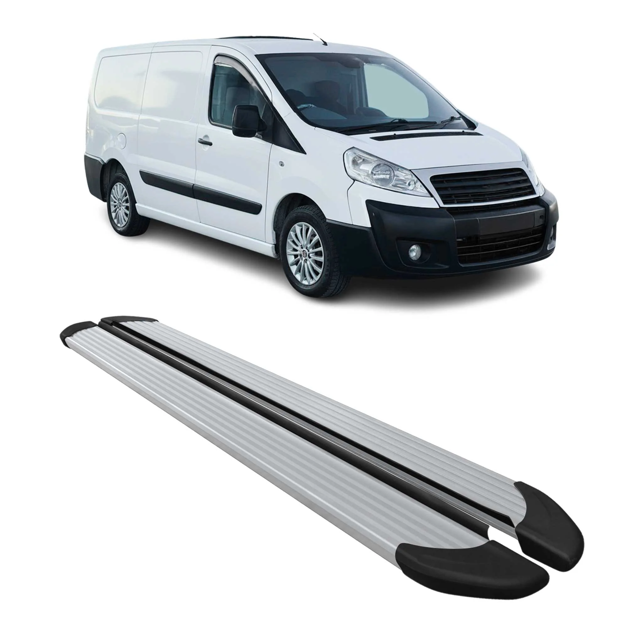 Seitenschweller Trittbretter Schweller für Fiat Scudo 2007-2016 L2 Alu Grau