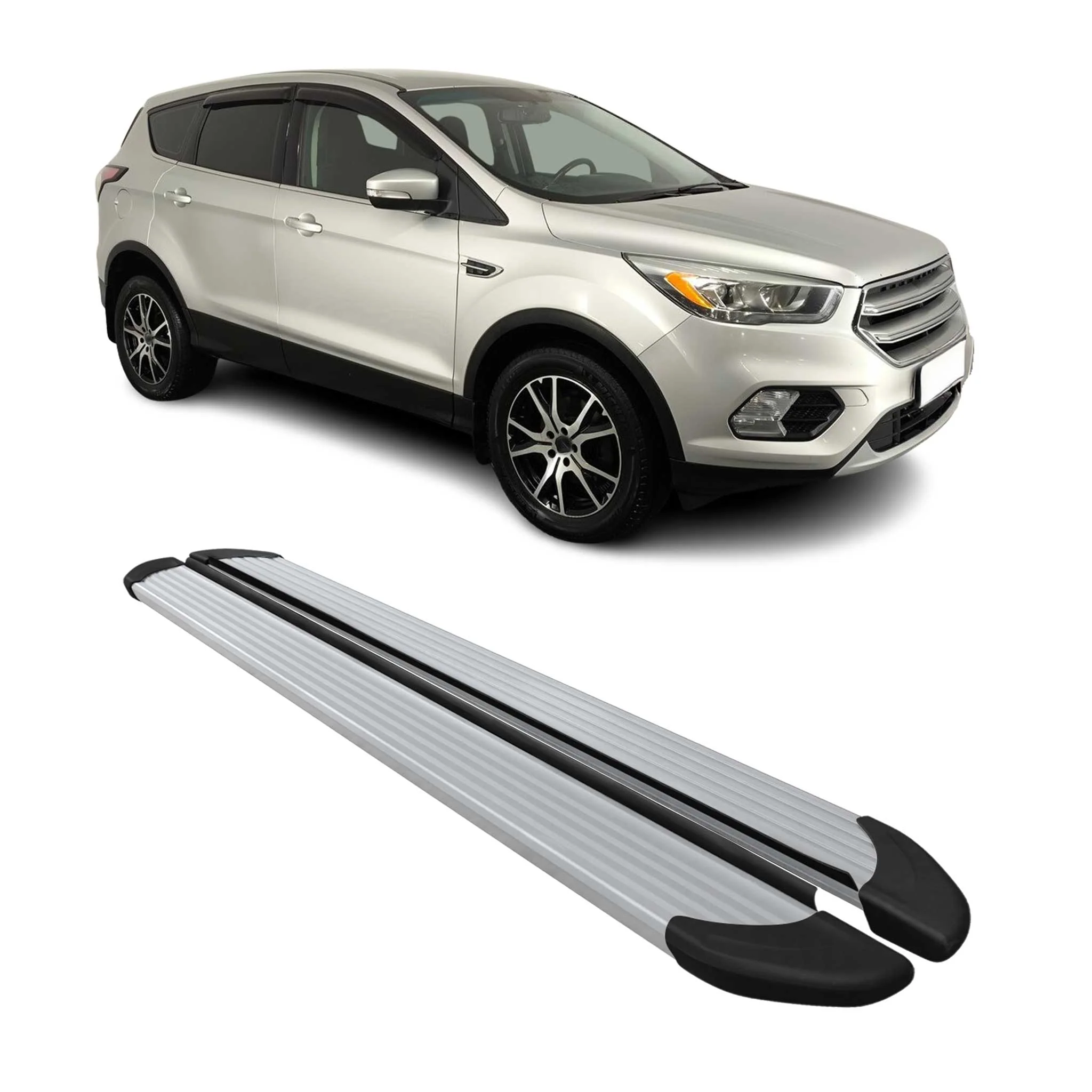Seitenschweller Trittbretter Schweller für Ford Kuga II 2012-19 Aluminium Silber