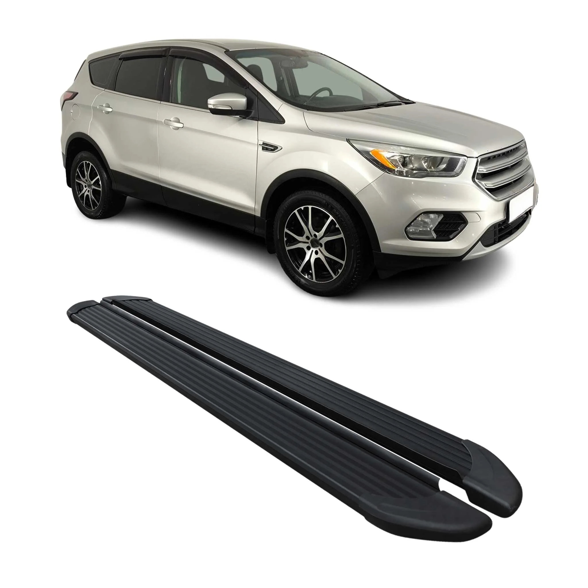 Trittbretter Seitenschweller für Ford Kuga II ST-Line 2016-2019 Alu Schwarz 2tlg