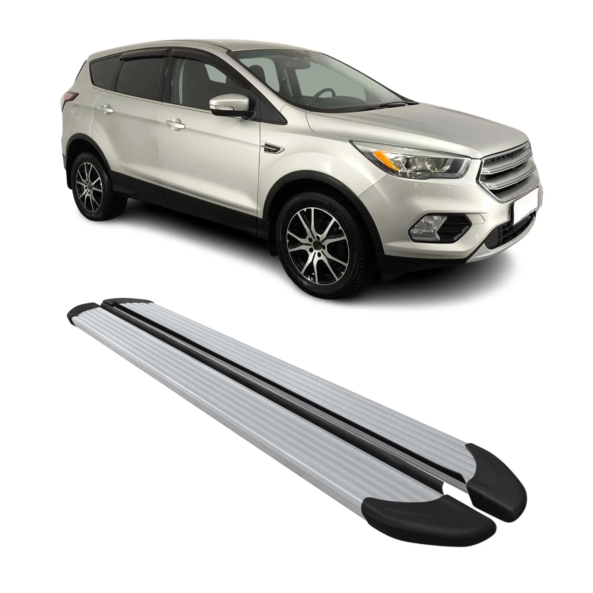 Trittbretter Seitenschweller für Ford Kuga II ST-Line 2016-2019 Alu Silber 2 tlg