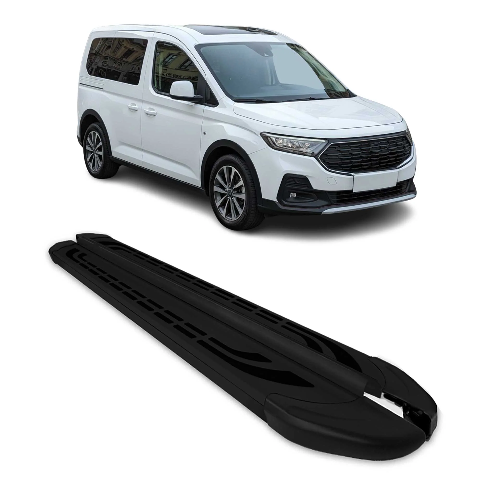 Trittbretter Seitenschweller für Ford Tourneo Connect 2021-26 Kurzer Alu Schwarz