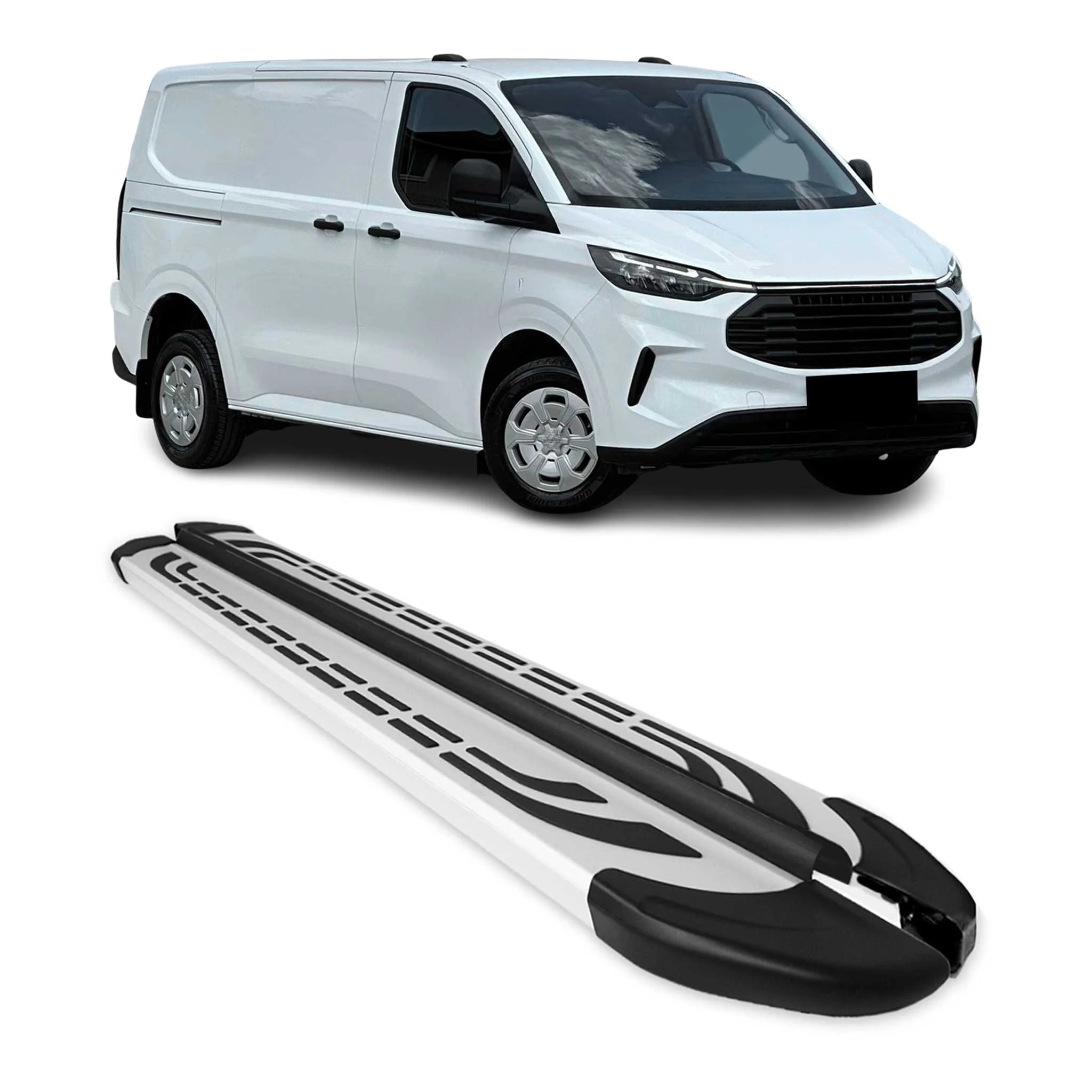 Trittbretter Seitenschweller für Ford Tourneo Custom 2023-2026 L1 Silber 2 tlg