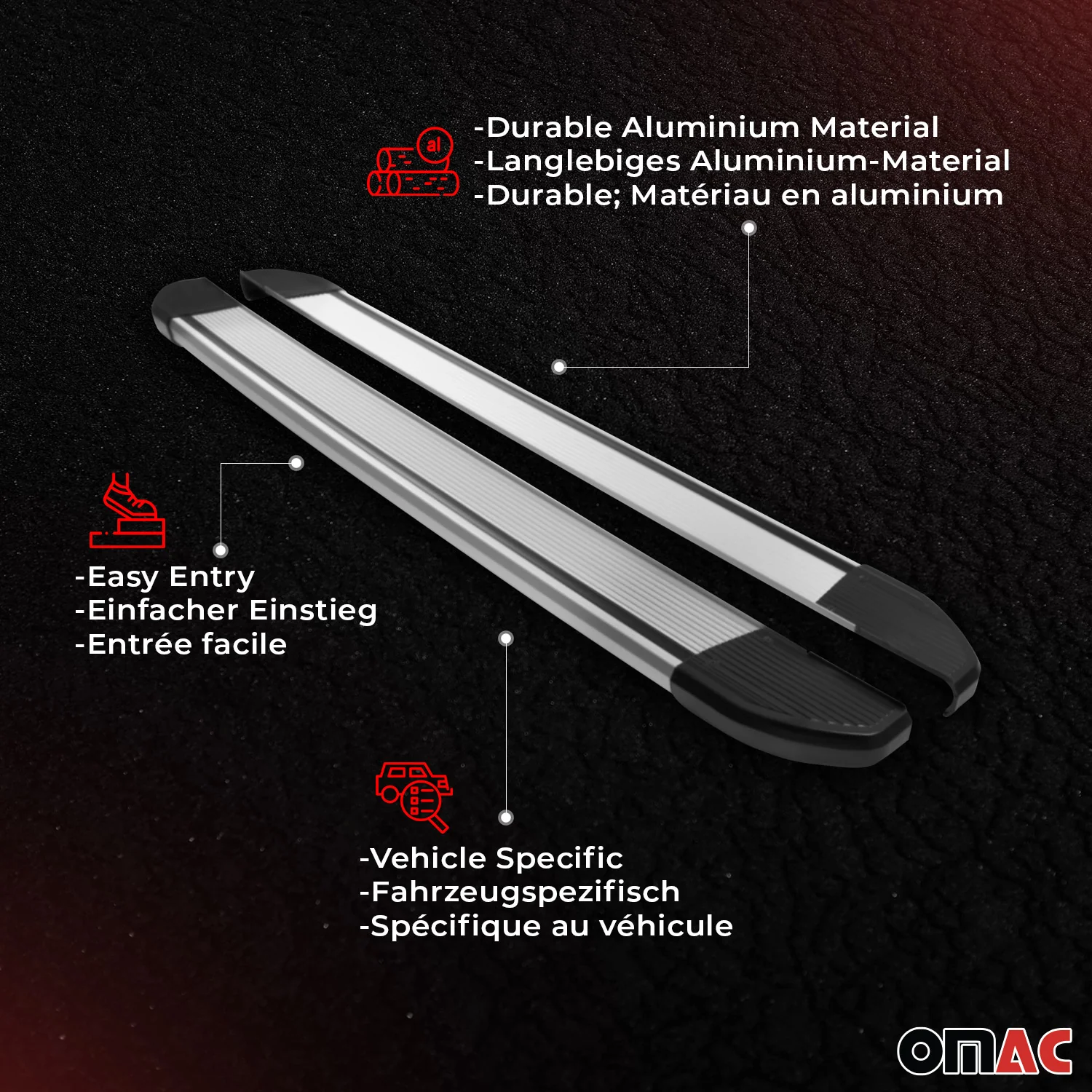 Trittbretter Seitenschweller für Ford Transit Custom 2023-2026 L1 Alu Grau 2 tlg - Image 4
