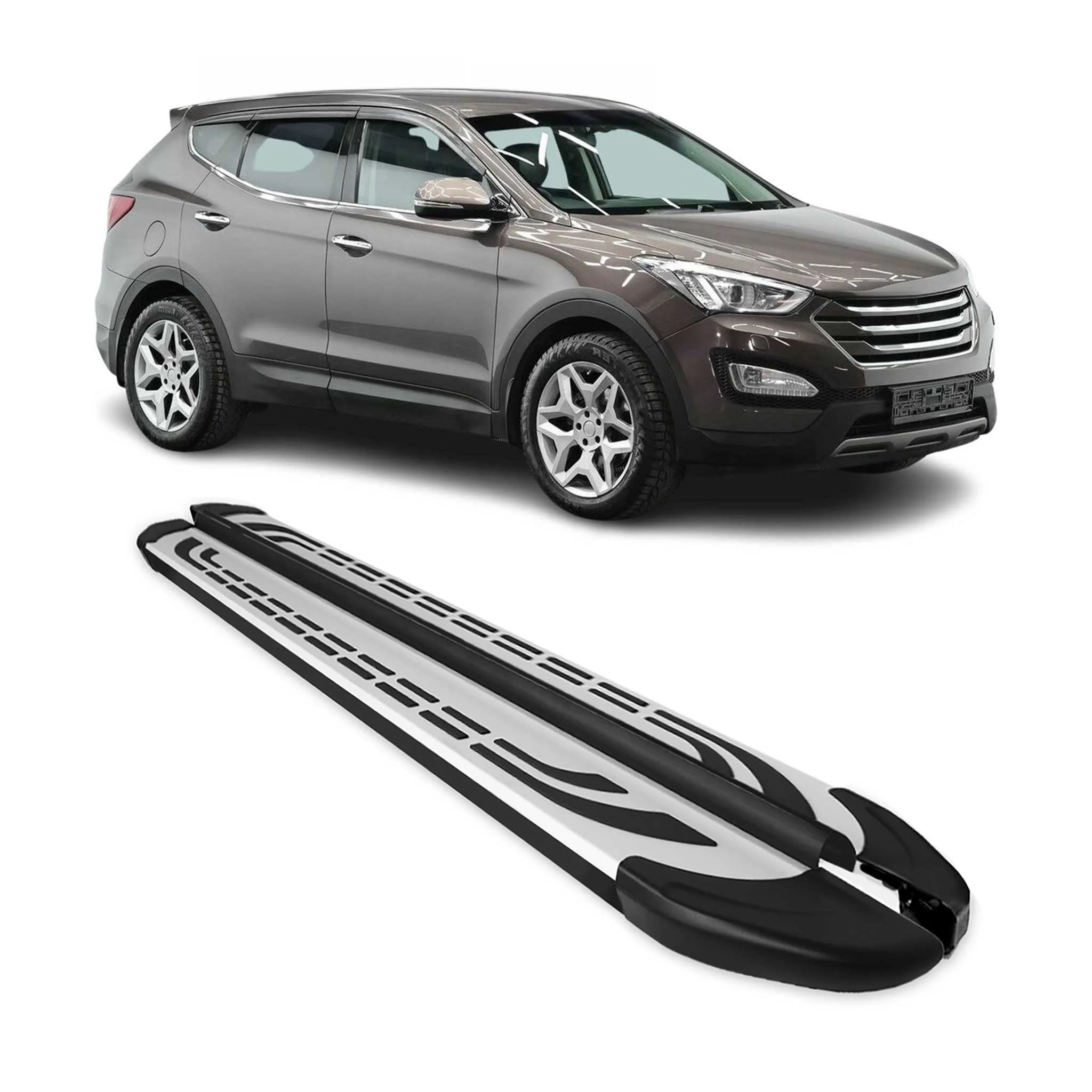 Trittbretter Schweller Seitenbretter für Hyundai Santa Fe 2013-2018 Alu Schwarz