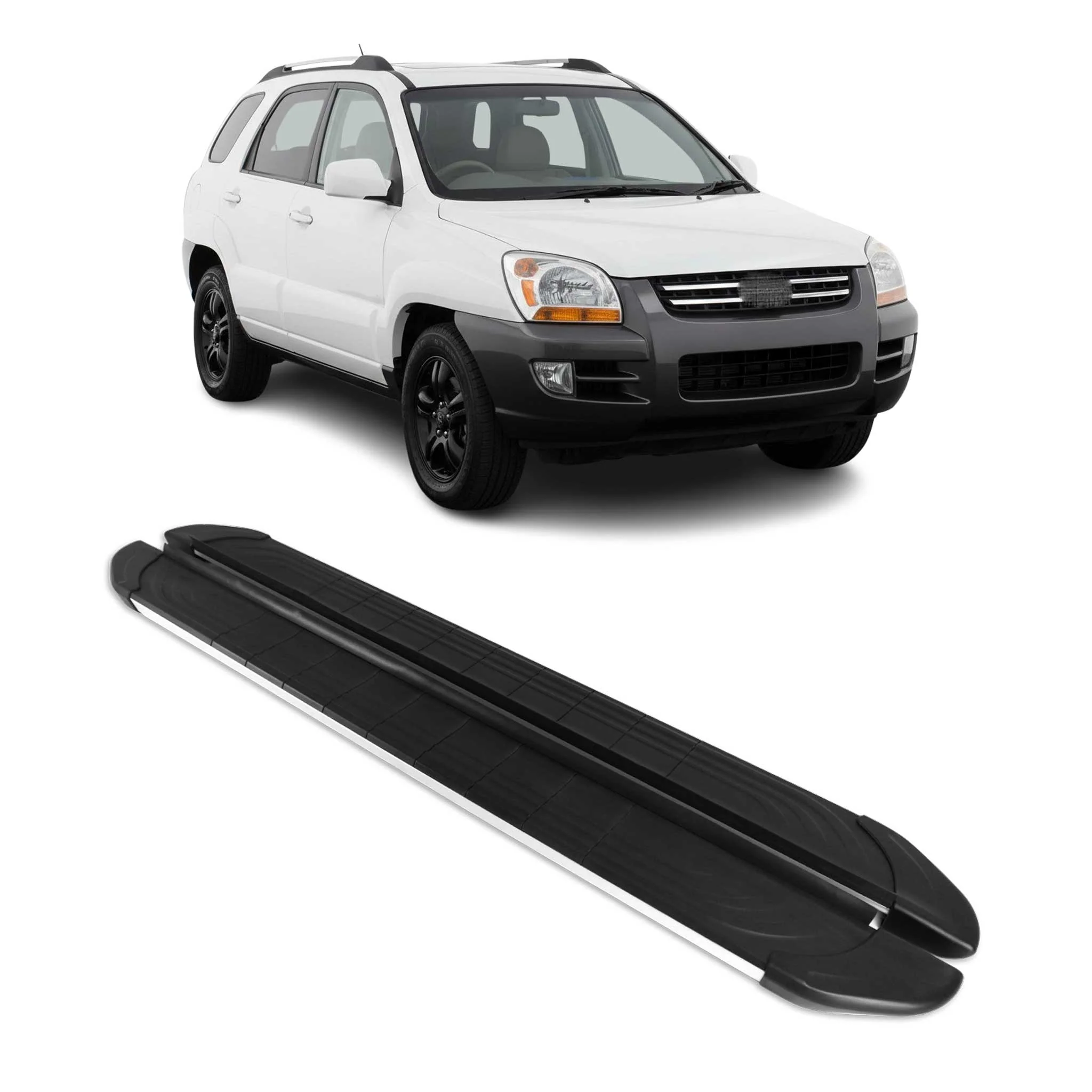 Trittbretter Seitenschweller für Kia Sportage 2004-2010 Aluminium Schwarz Silber