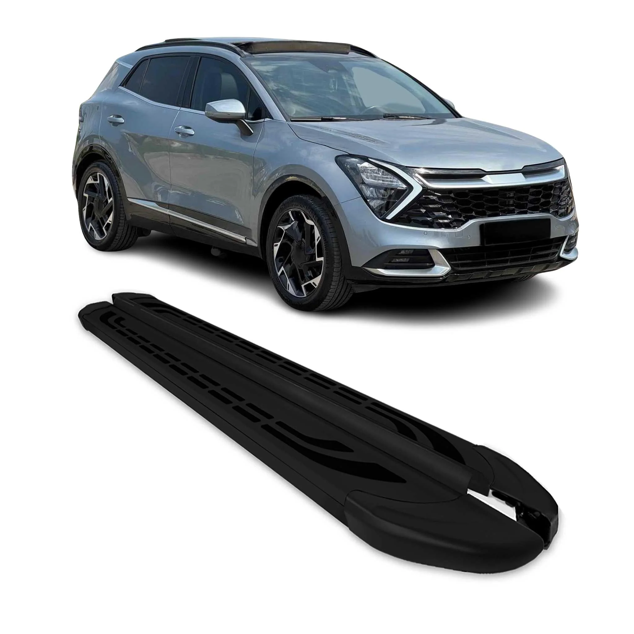 Trittbretter Seitenschweller Seitenbretter für Kia Stonic 2017-2026 Alu Schwarz
