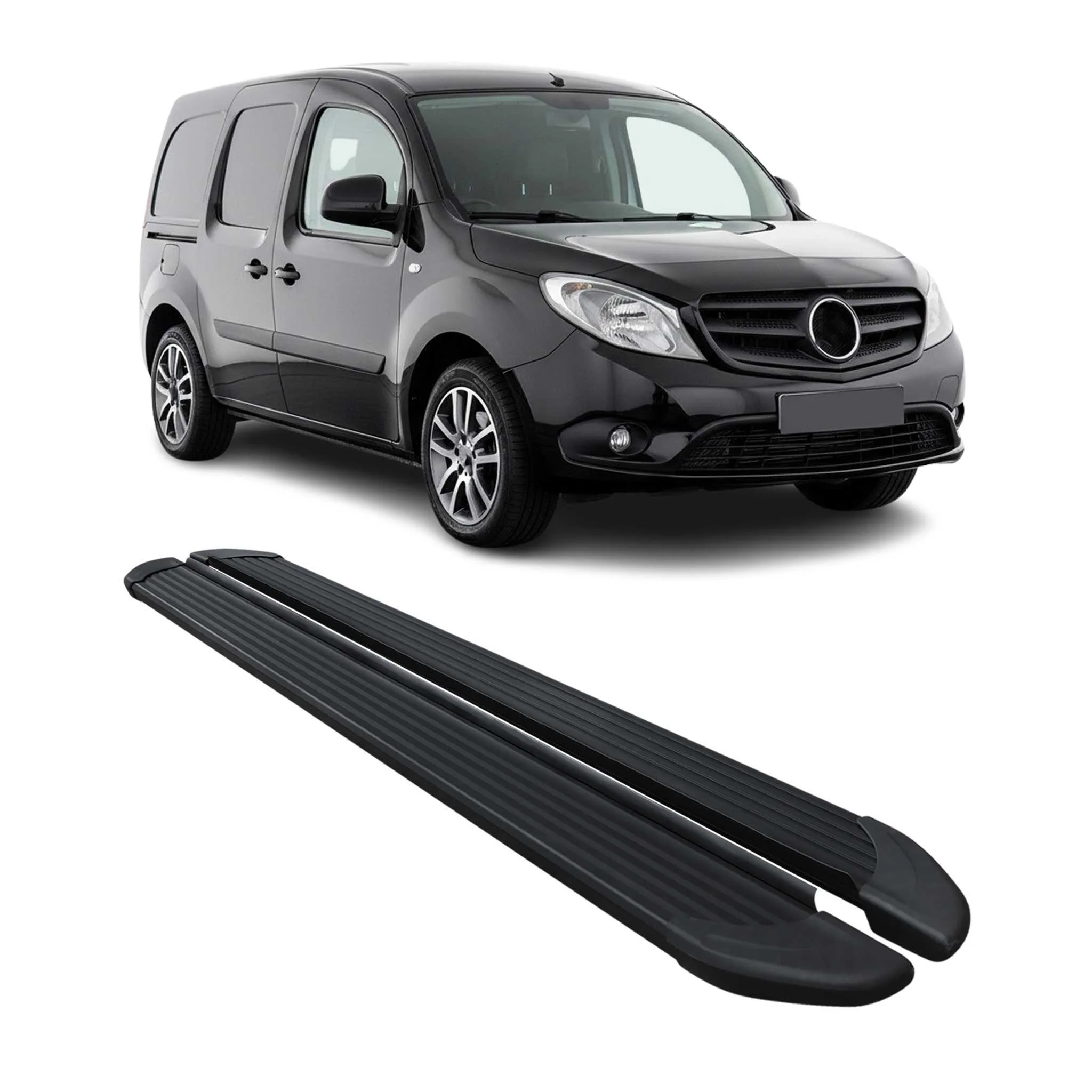 Seitenschweller Trittbretter Schweller für Mercedes Citan 2012-2021 Alu Schwarz