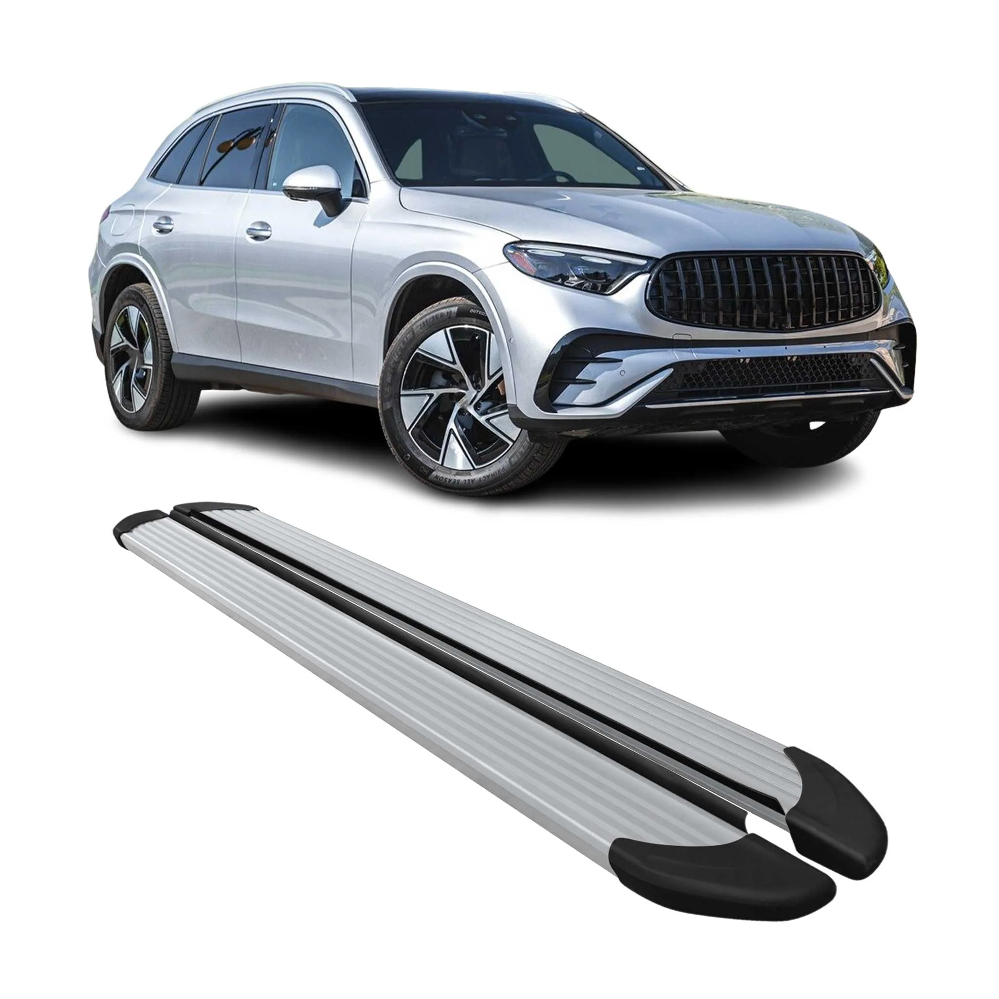 Trittbretter Seitenschweller für Mercedes GLC X254 2022-2026 Alu Silber 2 tlg