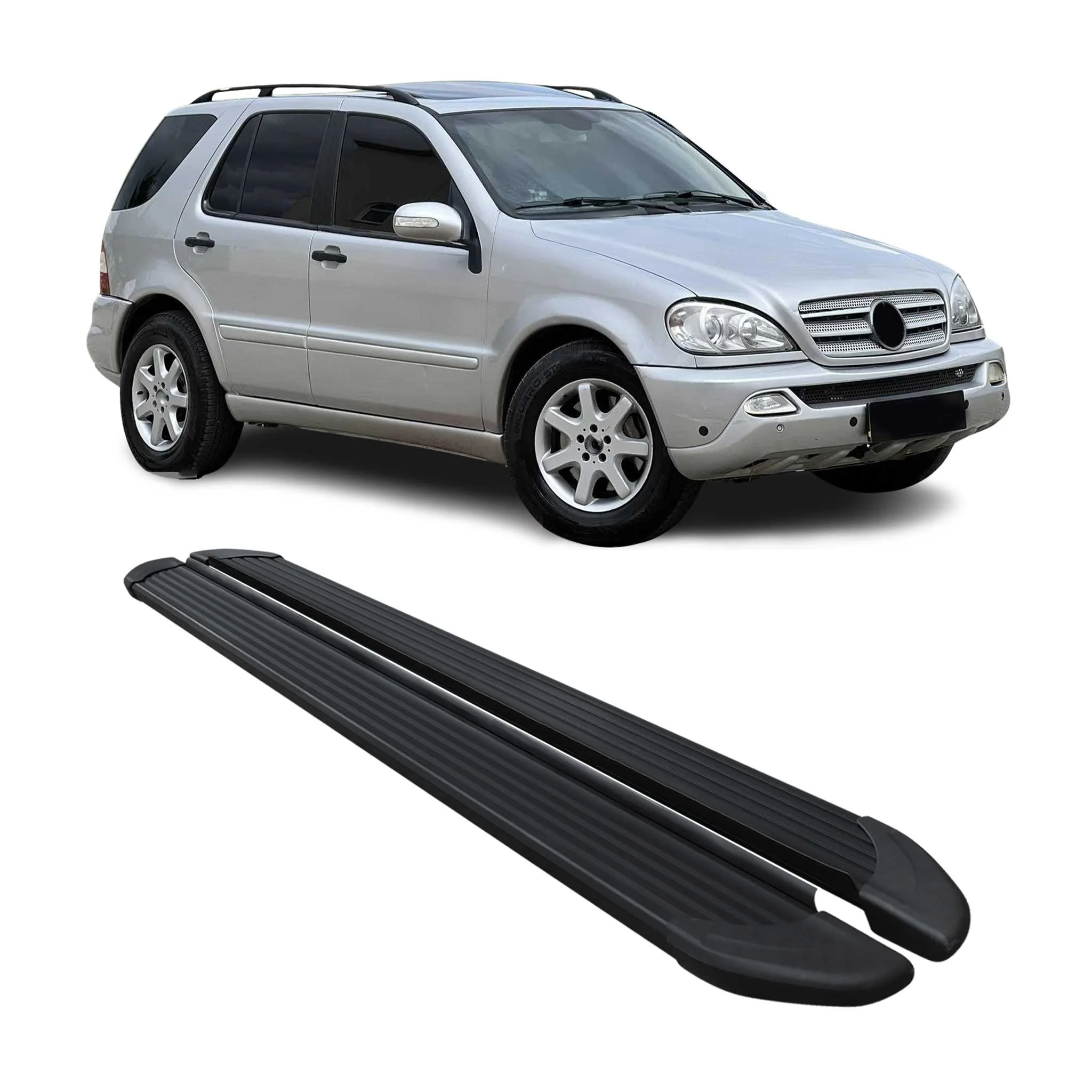 Schweller Trittbretter Schweller für Mercedes M Klasse W163 1998-05 Alu Schwarz