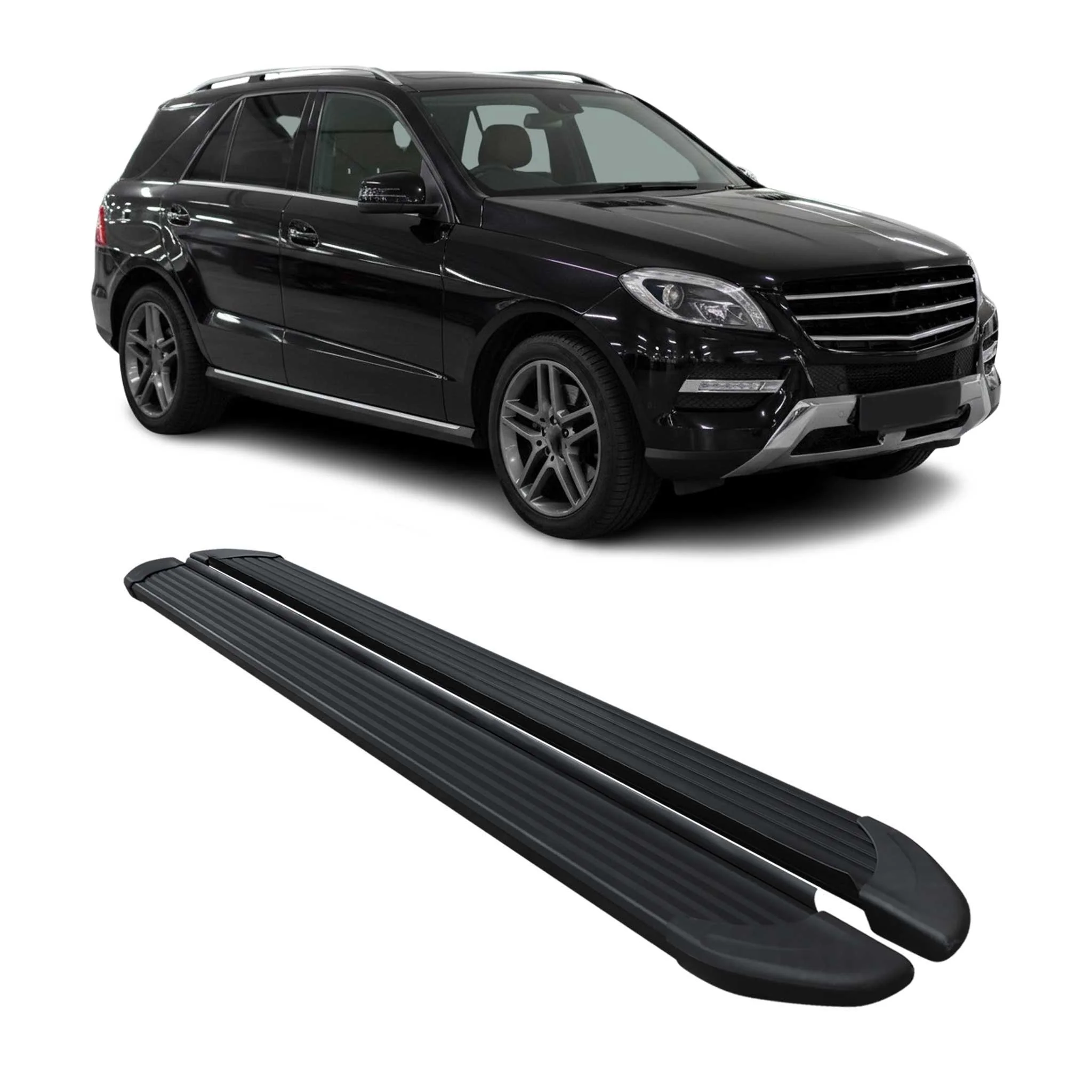 Schweller Trittbretter Schweller für Mercedes M Klasse W166 2012-19 Alu Schwarz