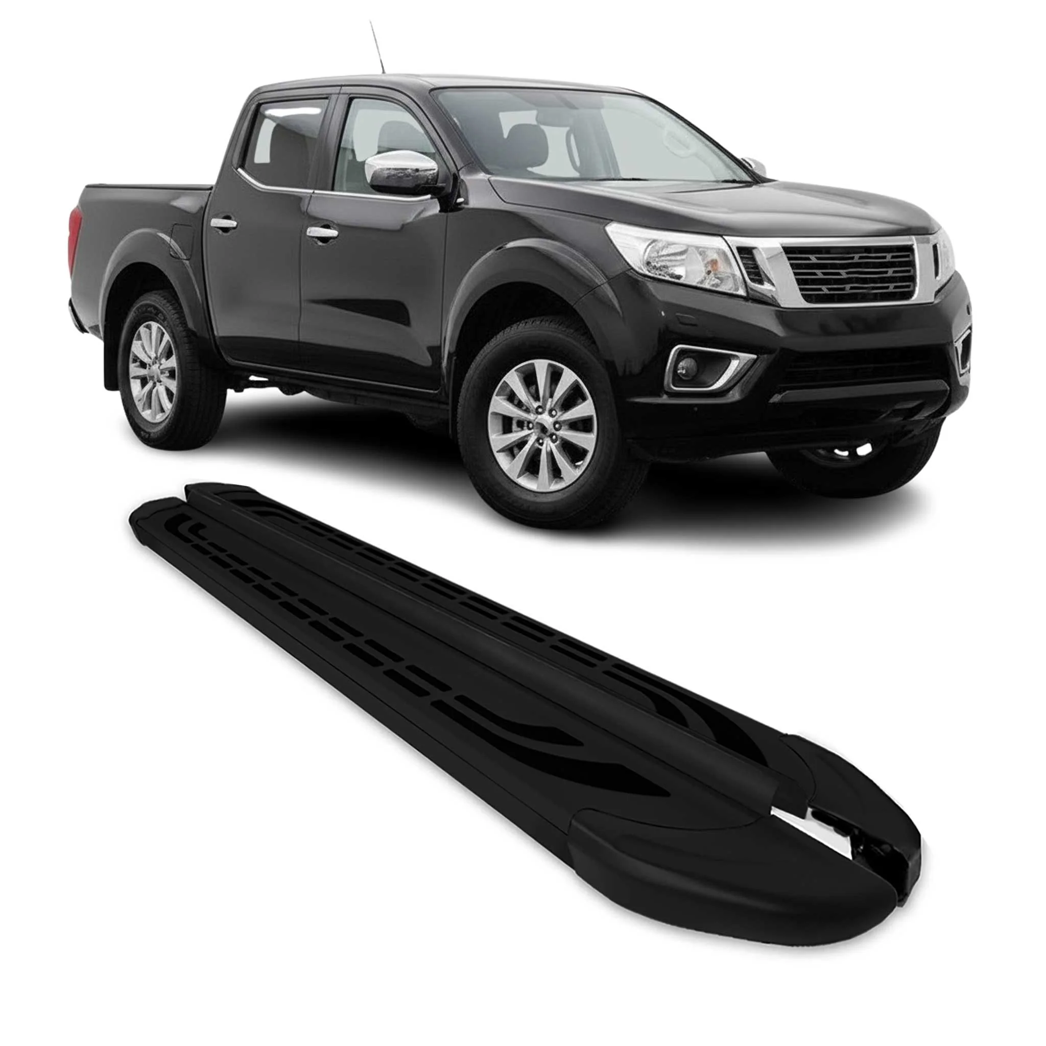 Trittbretter Seitenschutz für Nissan Navara D23 2015-2023 Double Cab Schwarz Alu