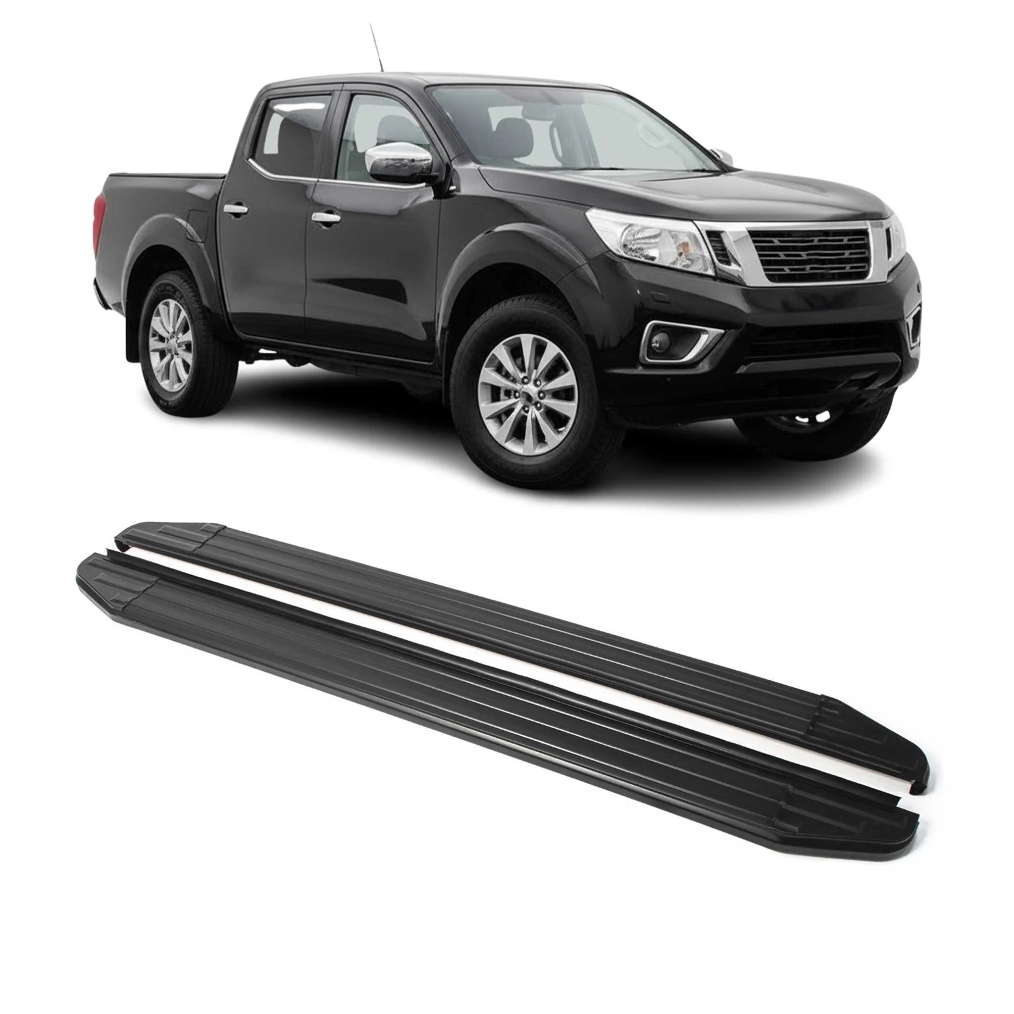 Trittbretter Seitenschweller für Nissan Navara 2015-2024 Alu Schwarz ABE