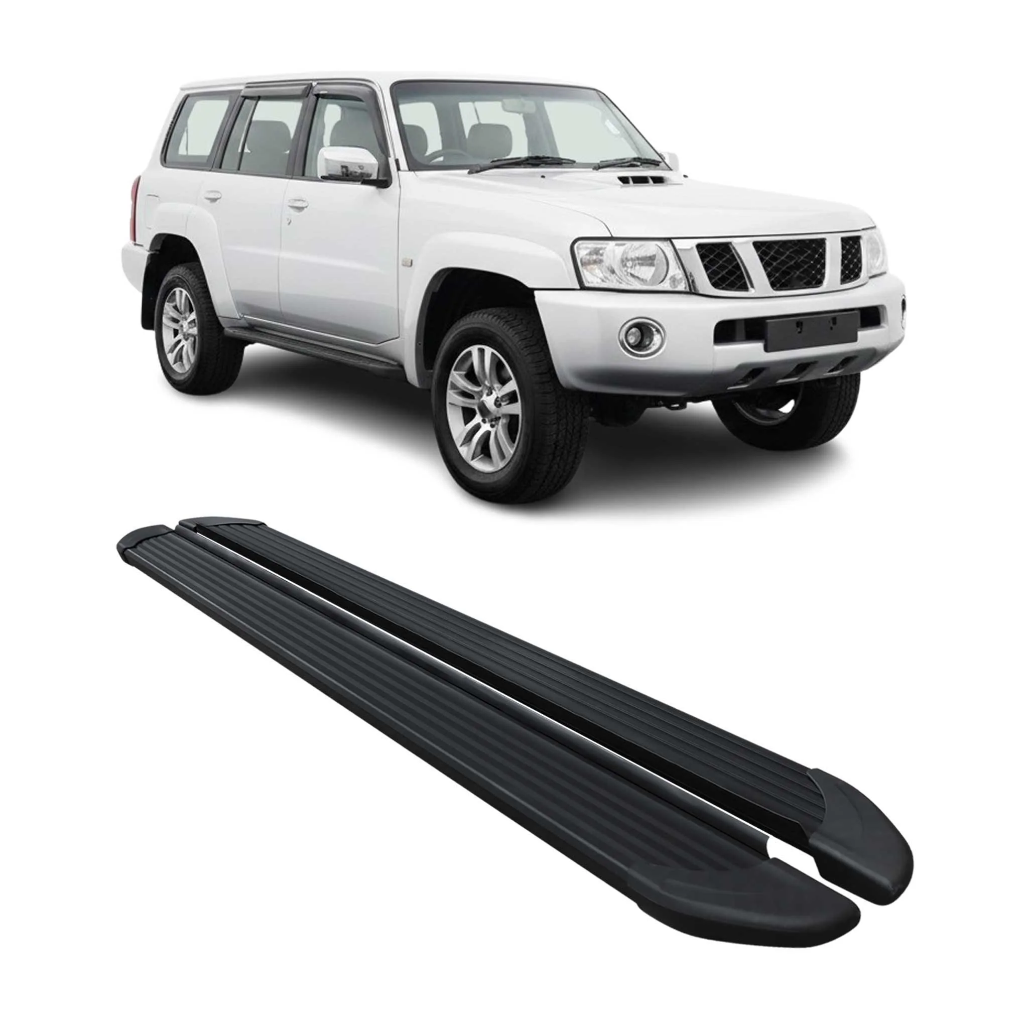 Seitenschweller Trittbretter Schweller für Nissan Patrol 2010-2024 Alu Schwarz