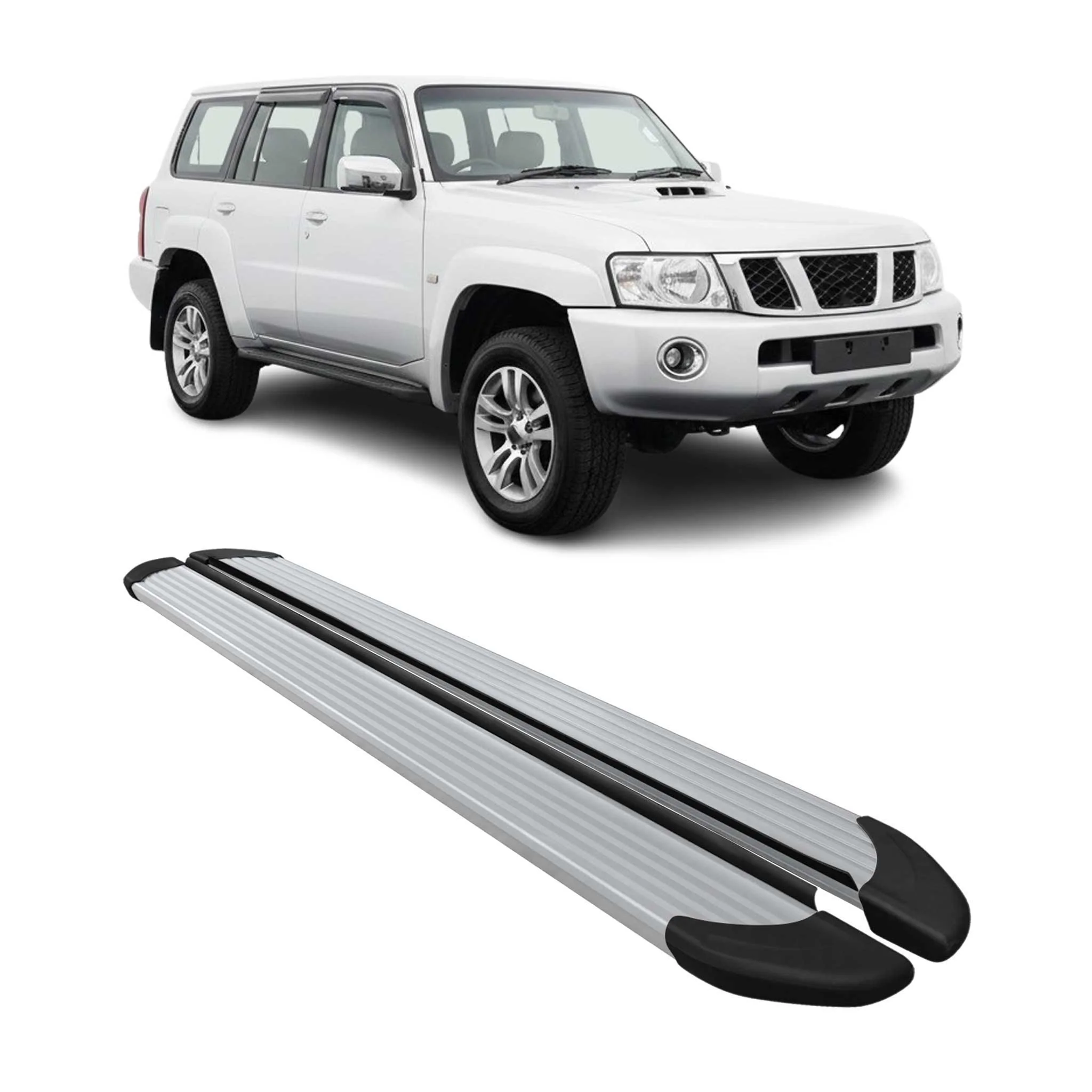 Seitenschweller Trittbretter Schweller für Nissan Patrol 2010-2024 Alu Grau