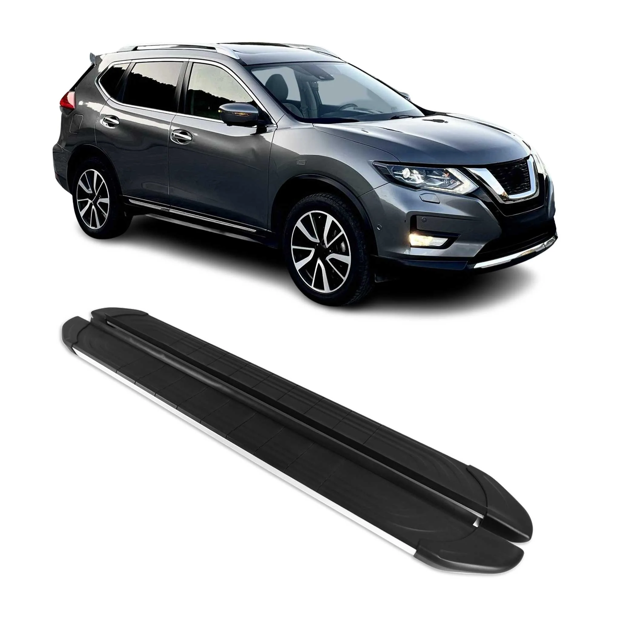 Trittbretter Seitenschweller für Nissan X-Trail 2013-2021 Aluminium Schwarz Grau