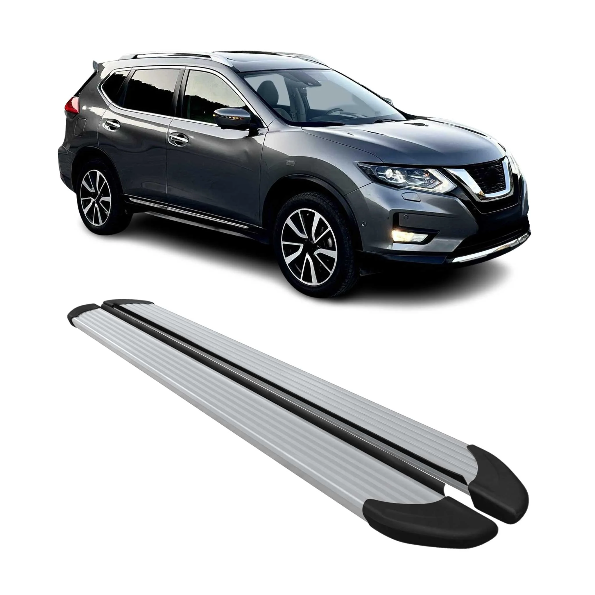Seitenschweller Trittbretter Schweller für Nissan X-Trail 2013-2021 Alu Grau