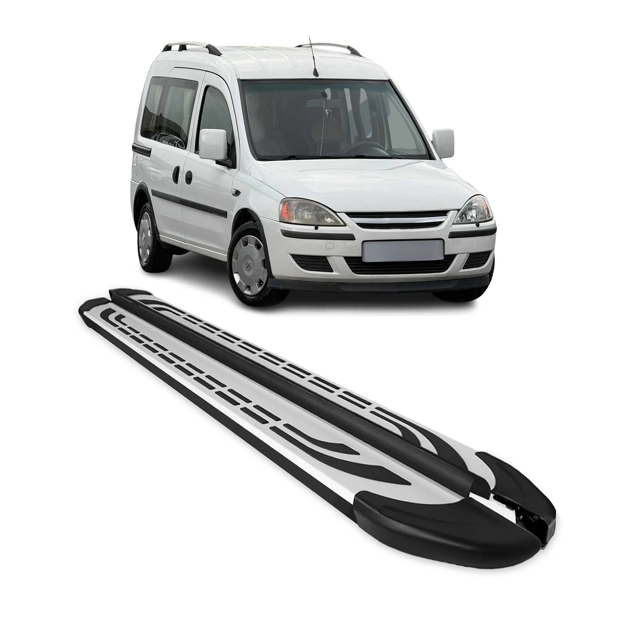 Trittbretter Seitenschweller für Opel Combo 2001-2011 Silber Schwarz 2 tlg