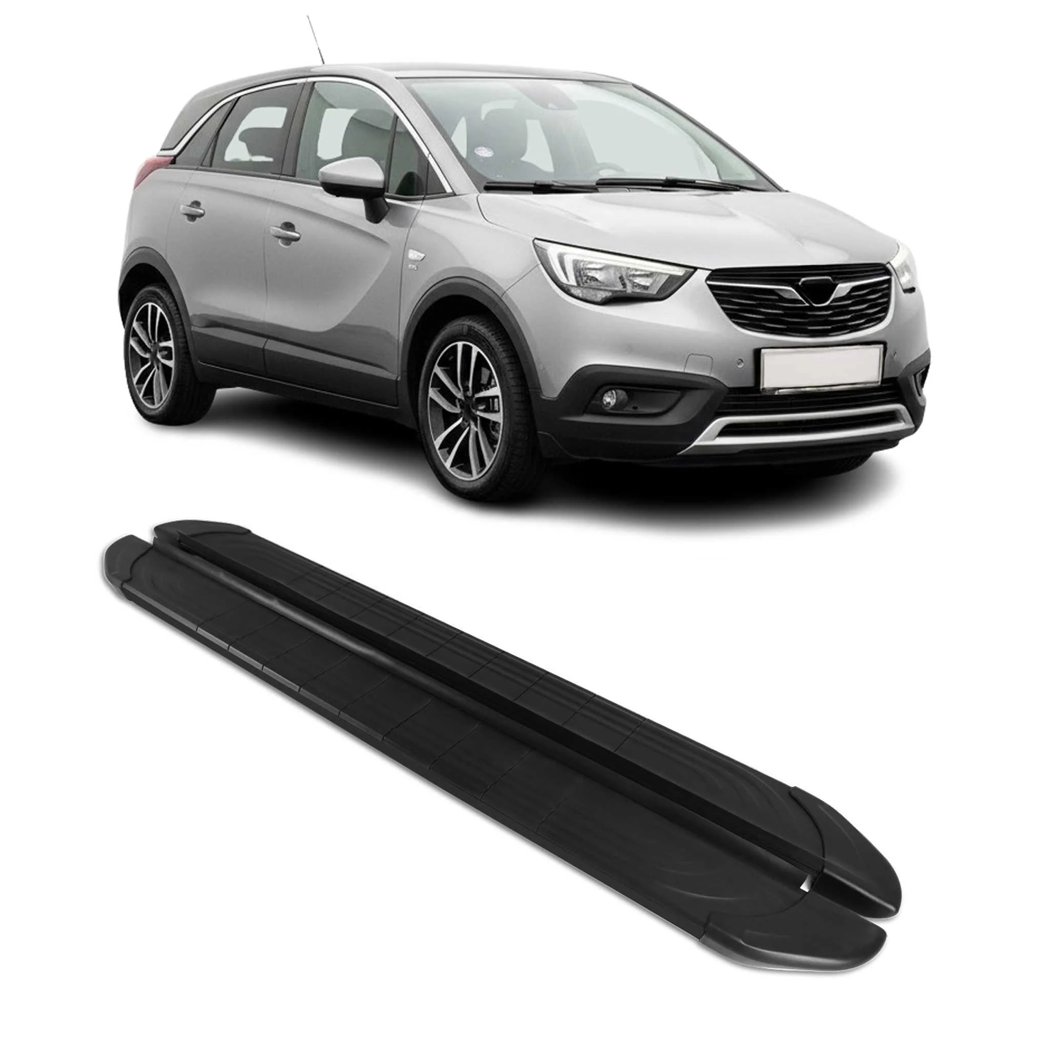 Trittbretter Seitenschweller für Opel Crossland X 2017-2024 Aluminium Schwarz 2x