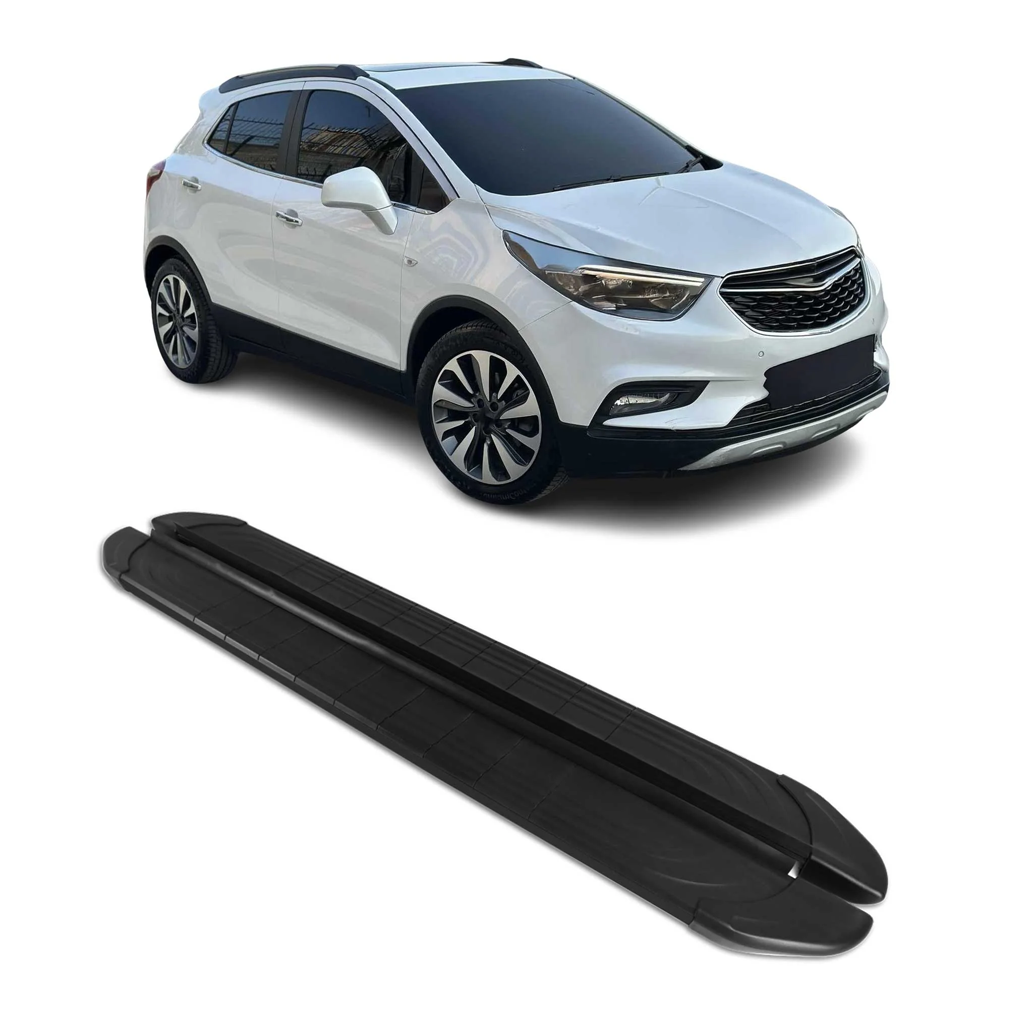 Trittbretter Seitenschweller für Opel Mokka 2012-2019 Aluminium Schwarz 2tlg