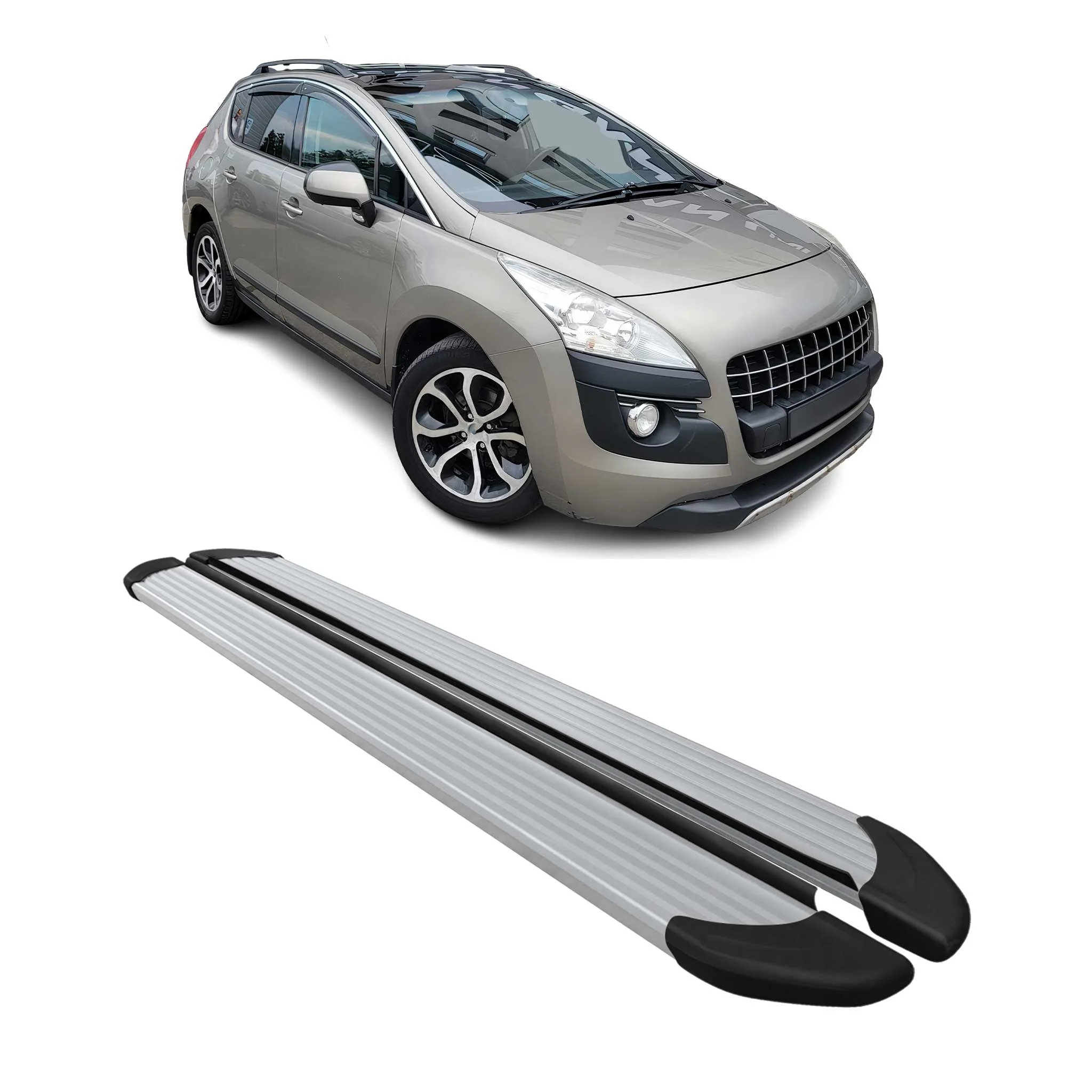 Seitenschweller Trittbretter Schweller für Peugeot 3008 2009-2016 Aluminium Grau