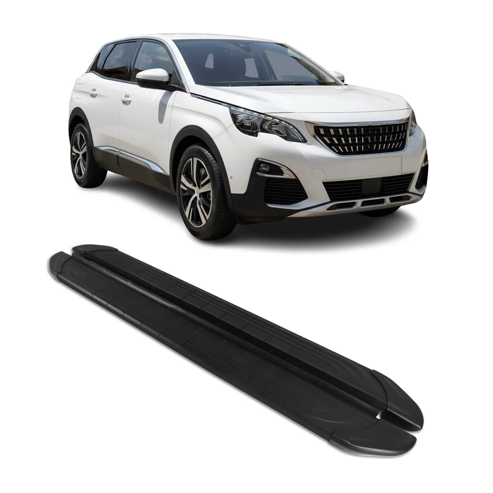 Trittbretter Seitenschweller für Peugeot 3008 2016-2024 Aluminium Schwarz 2tlg