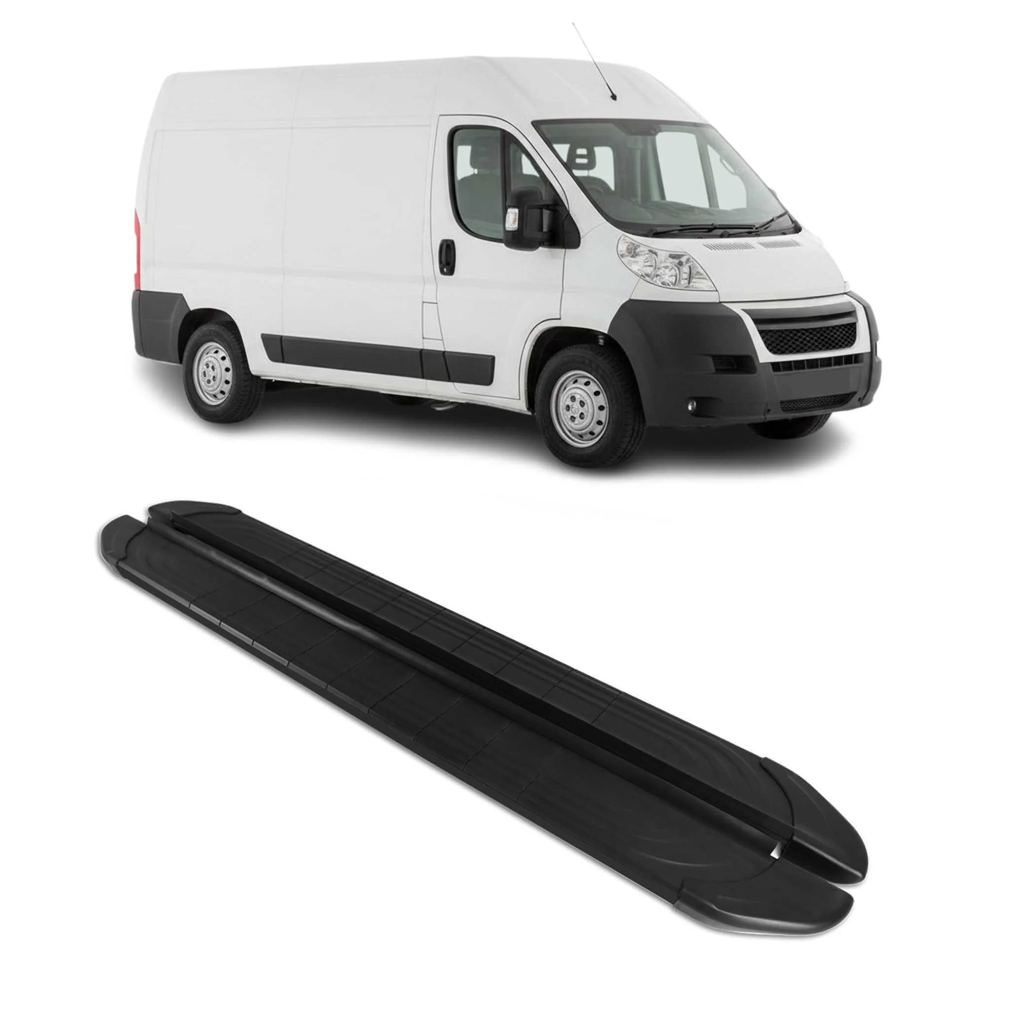 Trittbretter Seitenschweller für Peugeot Boxer 2006-2026 L2 Aluminium Schwarz 2x