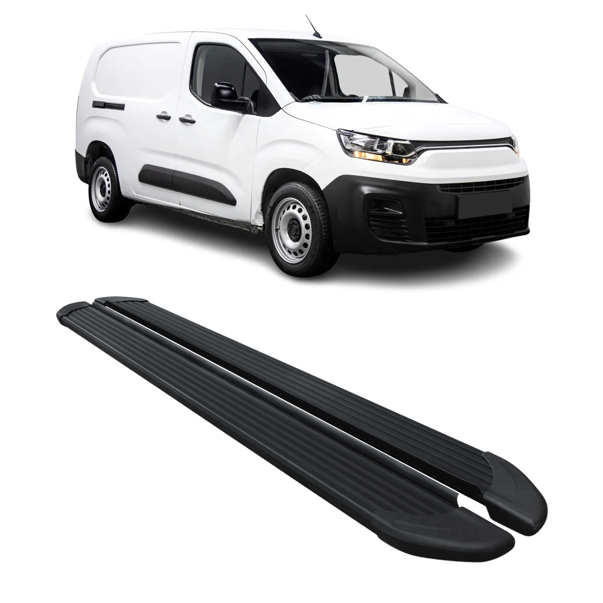 Trittbretter Seitenschweller für Fiat Doblo 2022-2026 Van L2 Alu Schwarz 2 tlg