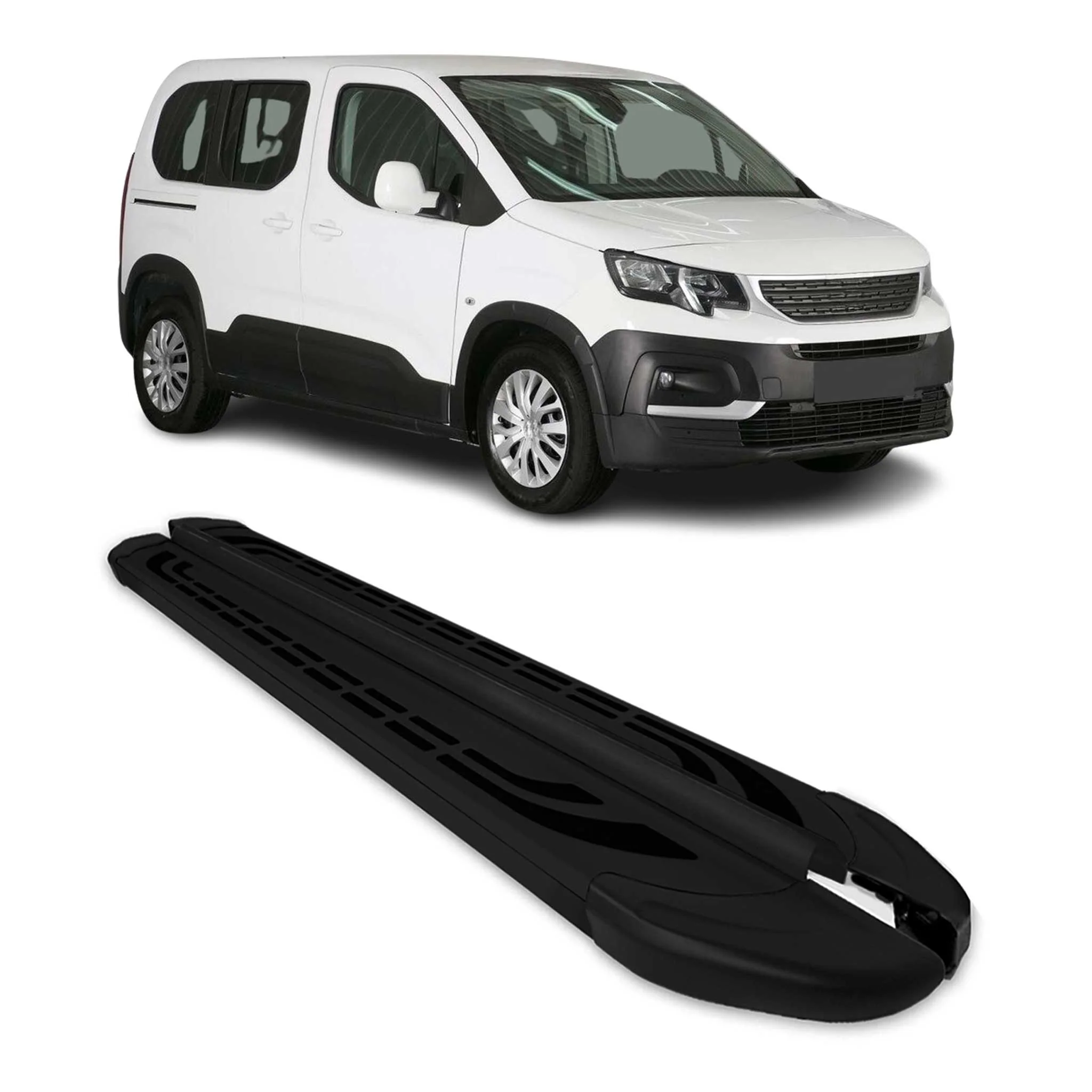 Trittbretter Seitenschweller für Peugeot Rifter 2018-2026 Kombi L1 Schwarz 2 tlg