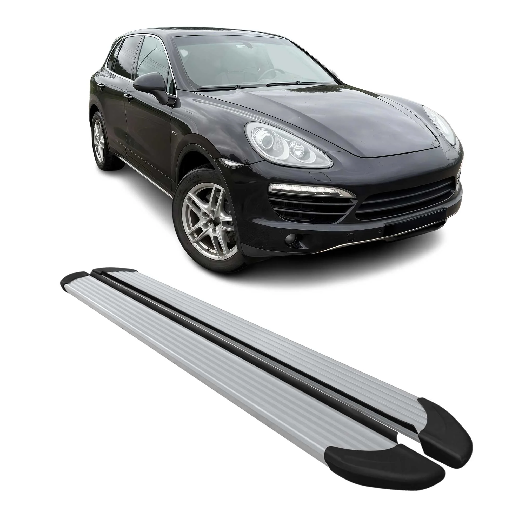 Seitenschweller Trittbretter Schweller für Porsche Cayenne 2010-2017 Alu Grau