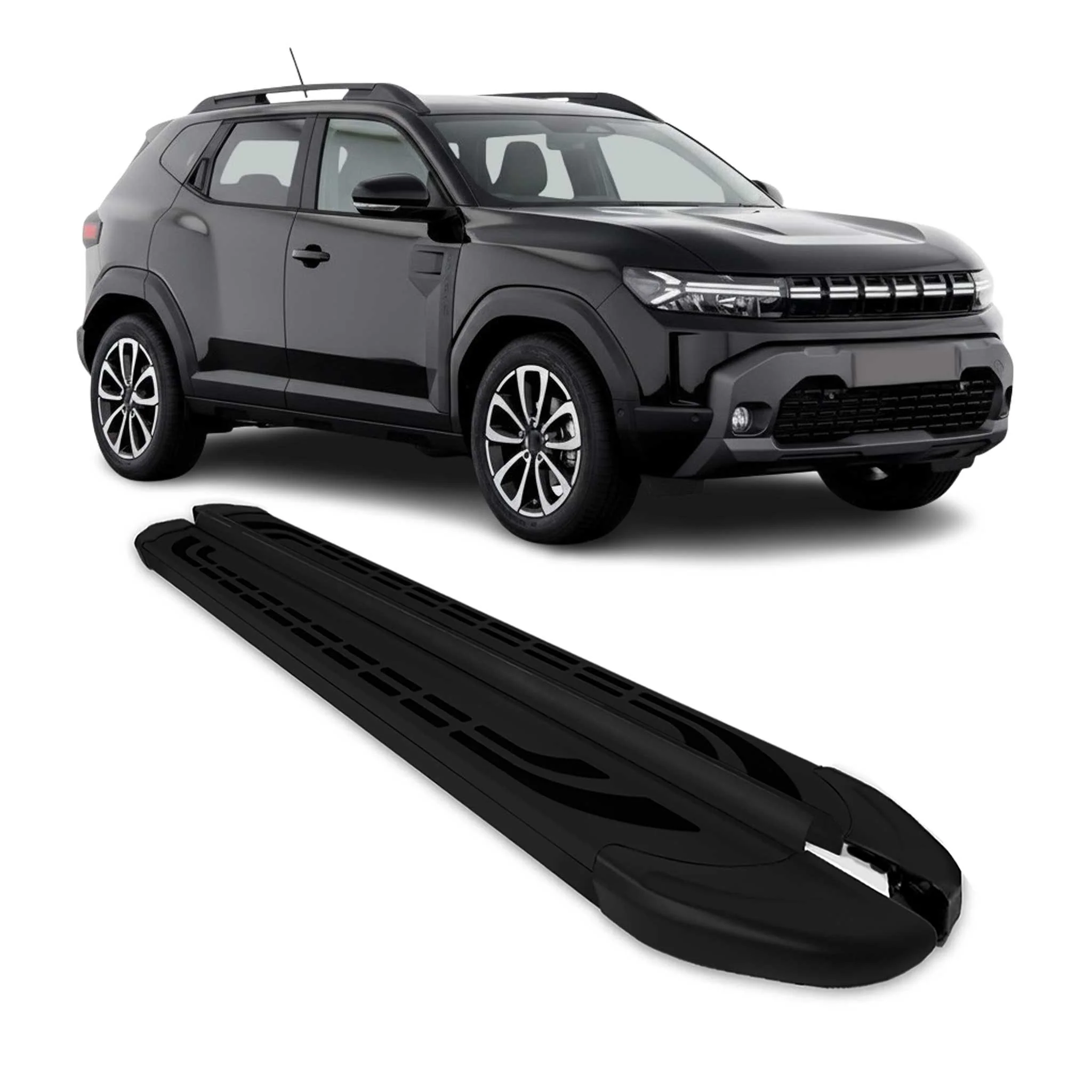 Trittbretter Seitenschweller für Renault / Dacia Duster 2024-2026 Schwarz Silber