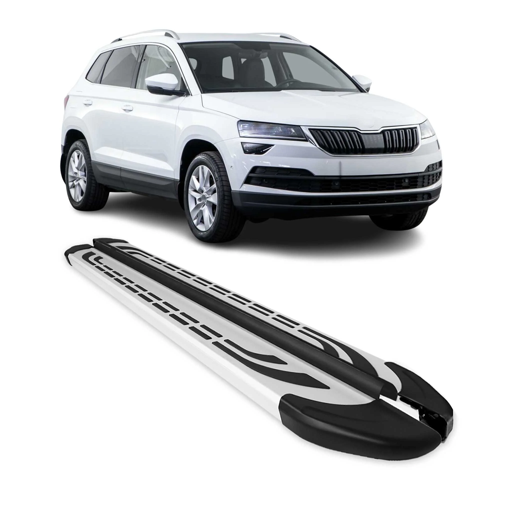 Trittbretter Seitenschweller für Skoda Karoq 2017-2026 Silber Aluminium 2 tlg