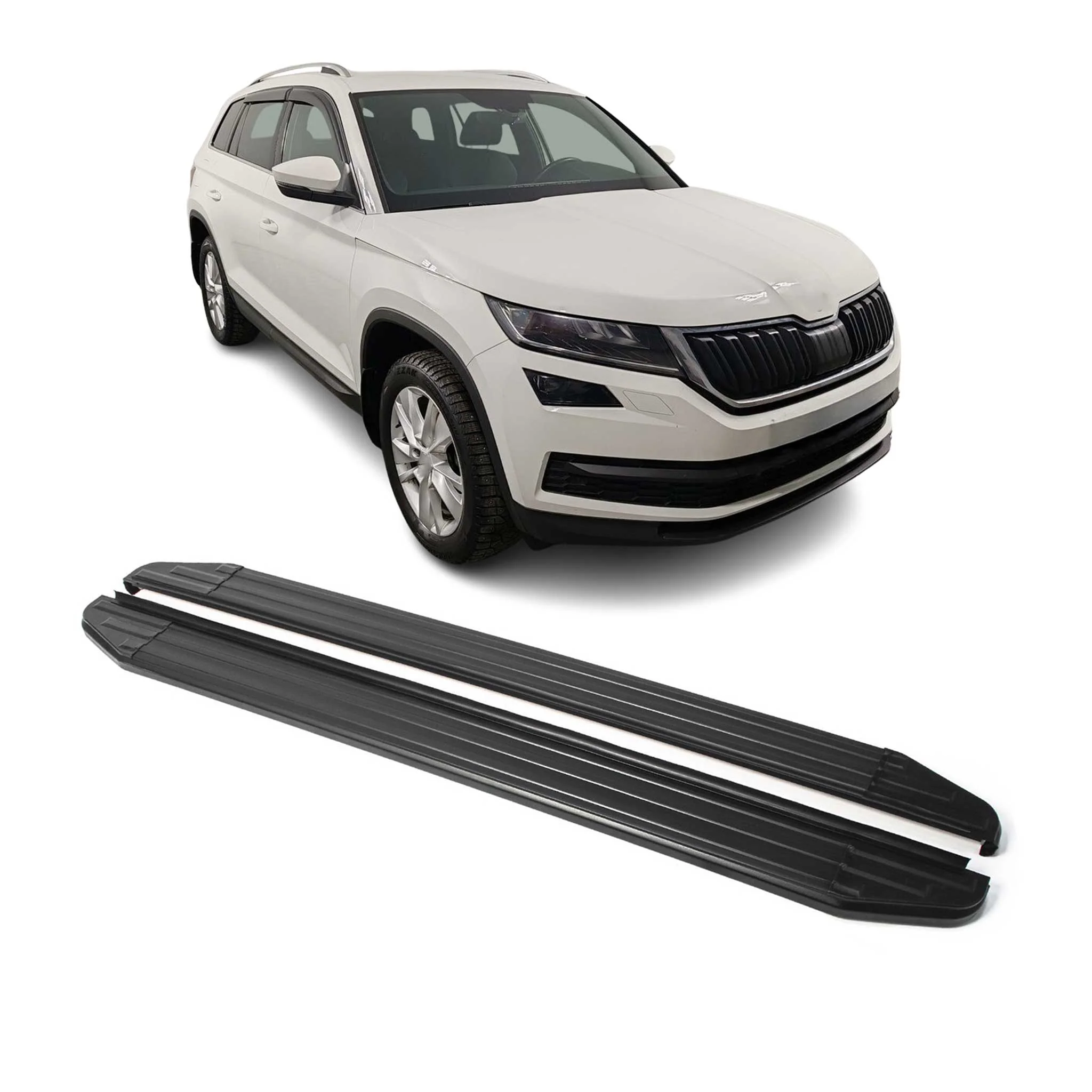 Trittbretter Seitenschweller für Skoda Kodiaq 2017-2024 Alu Schwarz ABE