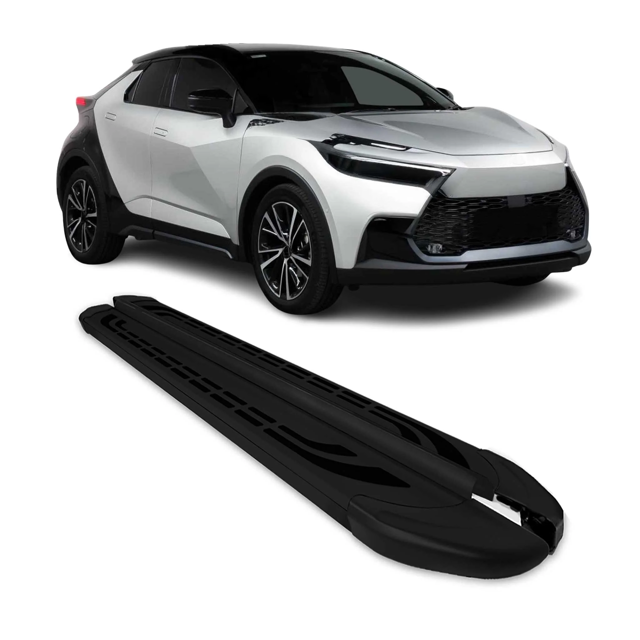 Trittbretter Seitenschweller für Toyota C-HR AX20 2023-2026 Schwarz Aluminium 2x
