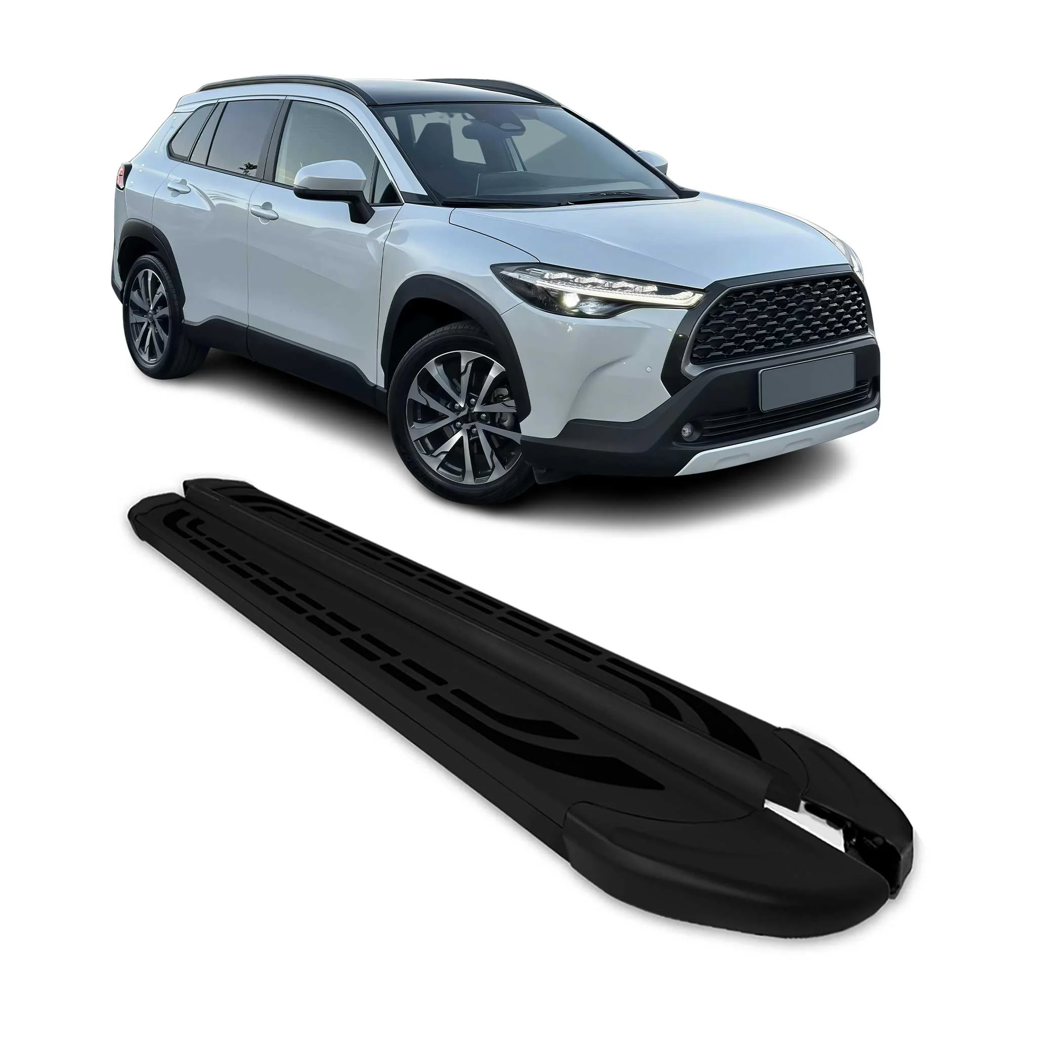 Trittbretter Seitenschweller für Toyota Corolla Cross 2021-2026 Schwarz 2 tlg