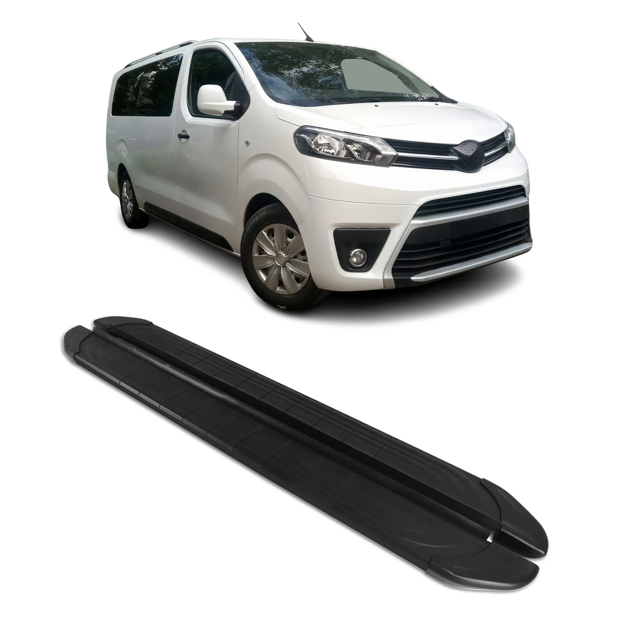 Trittbretter Seitenschweller für Toyota Proace 2016-2026 L1 Aluminium Schwarz 2x