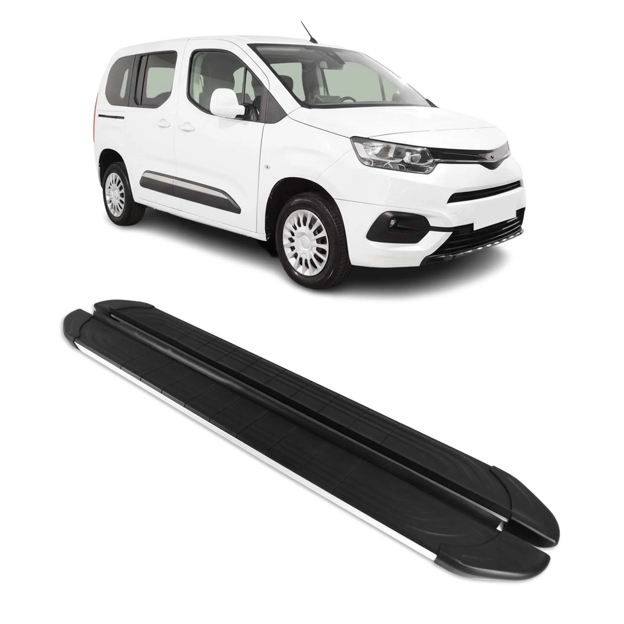 Trittbretter Seitenschweller für Toyota ProaceCity 2019-26 Kombi L1 Schwarz Grau
