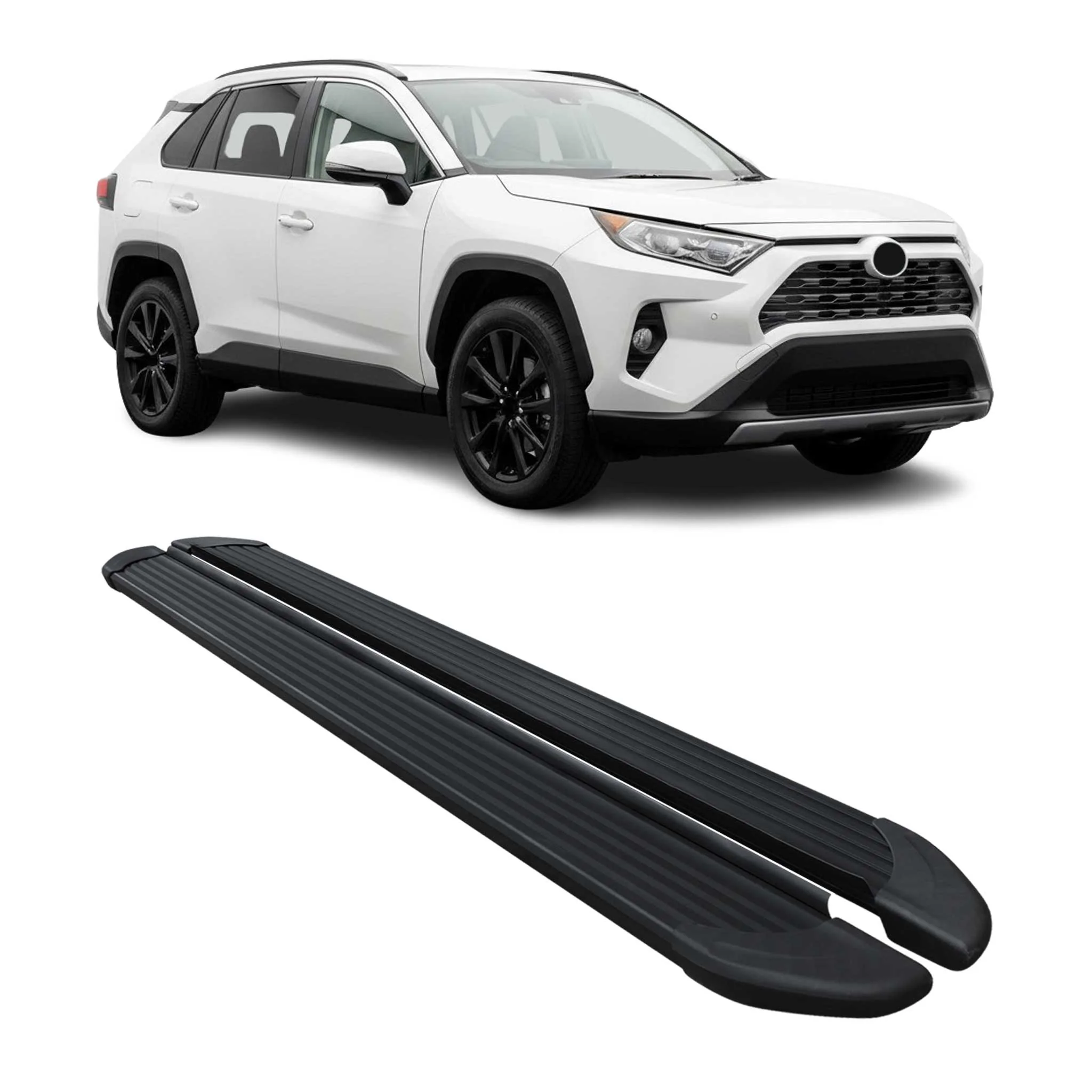 Trittbretter Seitenschweller für Toyota RAV4 Hybrid 2019-2025 Alu Schwarz 2 tlg