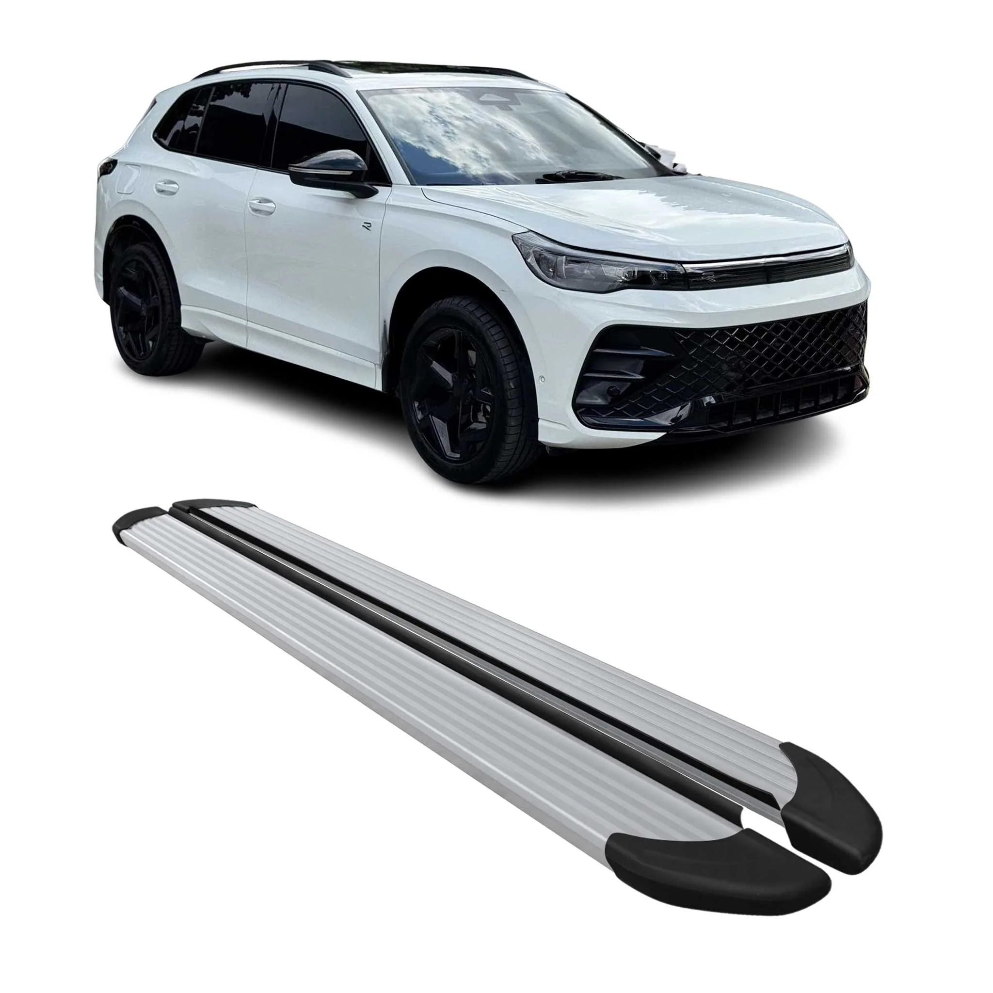 Trittbretter Seitenschweller für VW Tiguan mk3 2024-2026 Aluminium Grau 2tlg