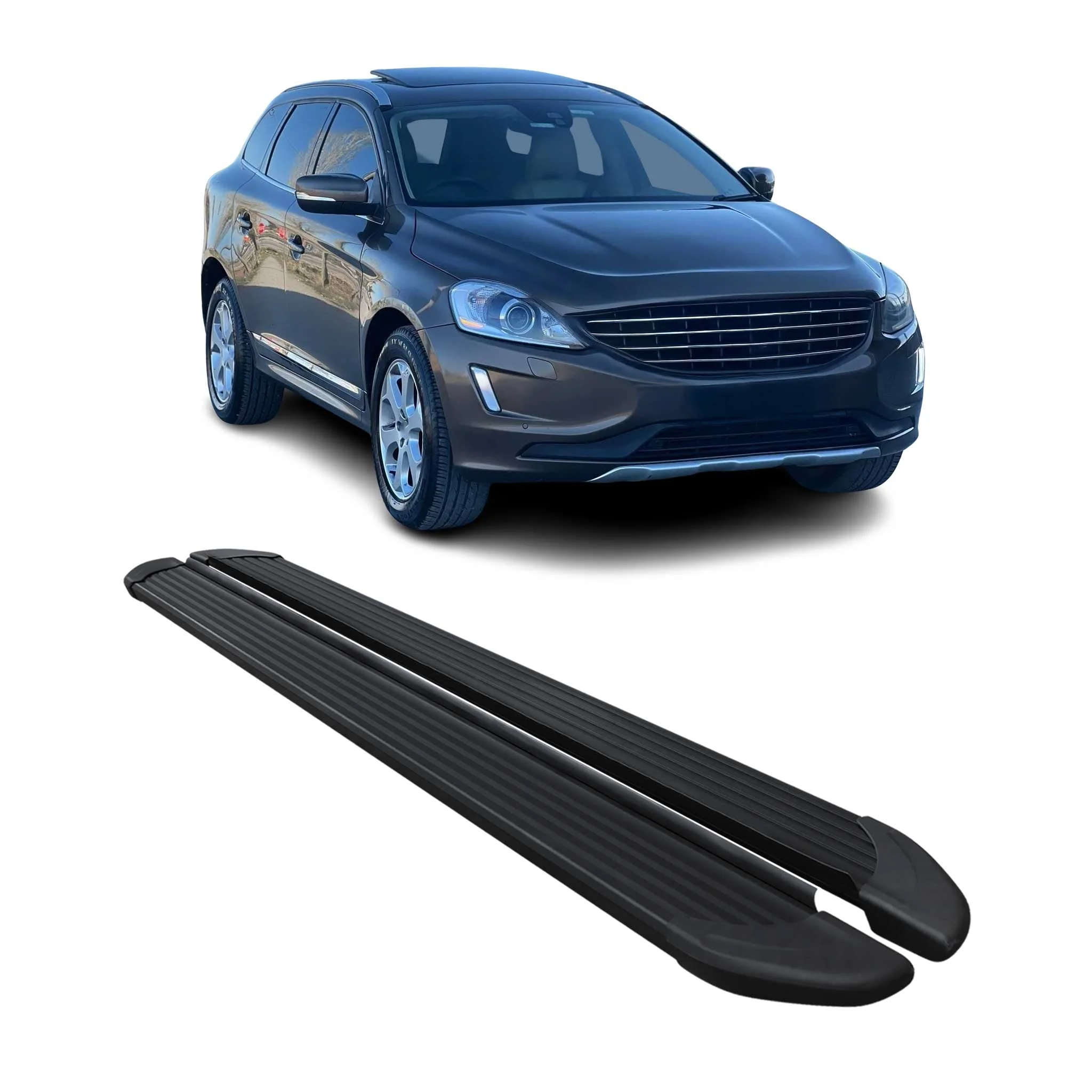 Seitenschweller Trittbretter Schweller für Volvo XC60 2009-2017 Alu Schwarz