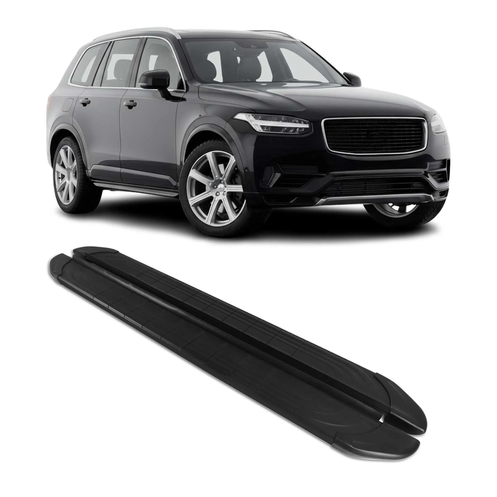 Trittbretter Seitenschweller für Volvo XC90 2015-2026 Aluminium Schwarz 2tlg