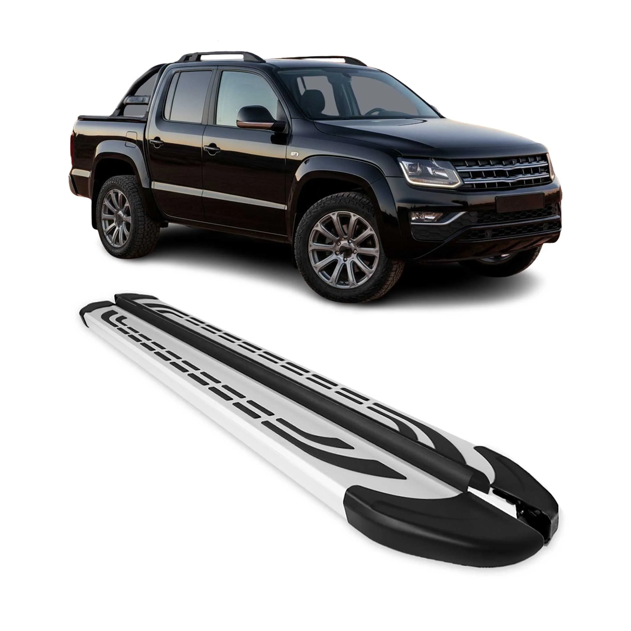 Trittbretter Seitenschweller für VW Amarok DoubleCab 2022-2024 Silber Alu 2 tlg