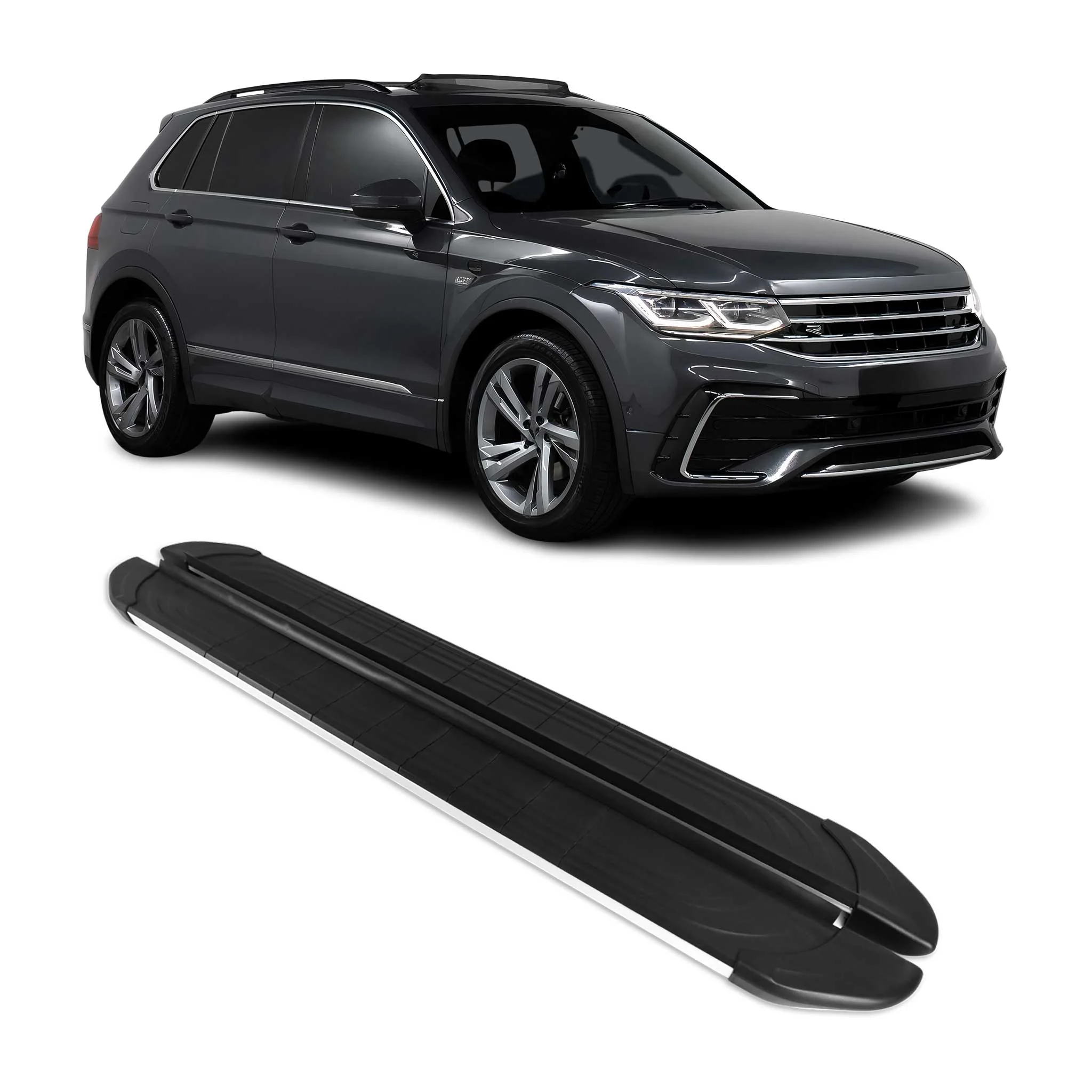 Trittbretter Seitenschweller für VW Tiguan mk2 2016-2024 Schwarz Silber