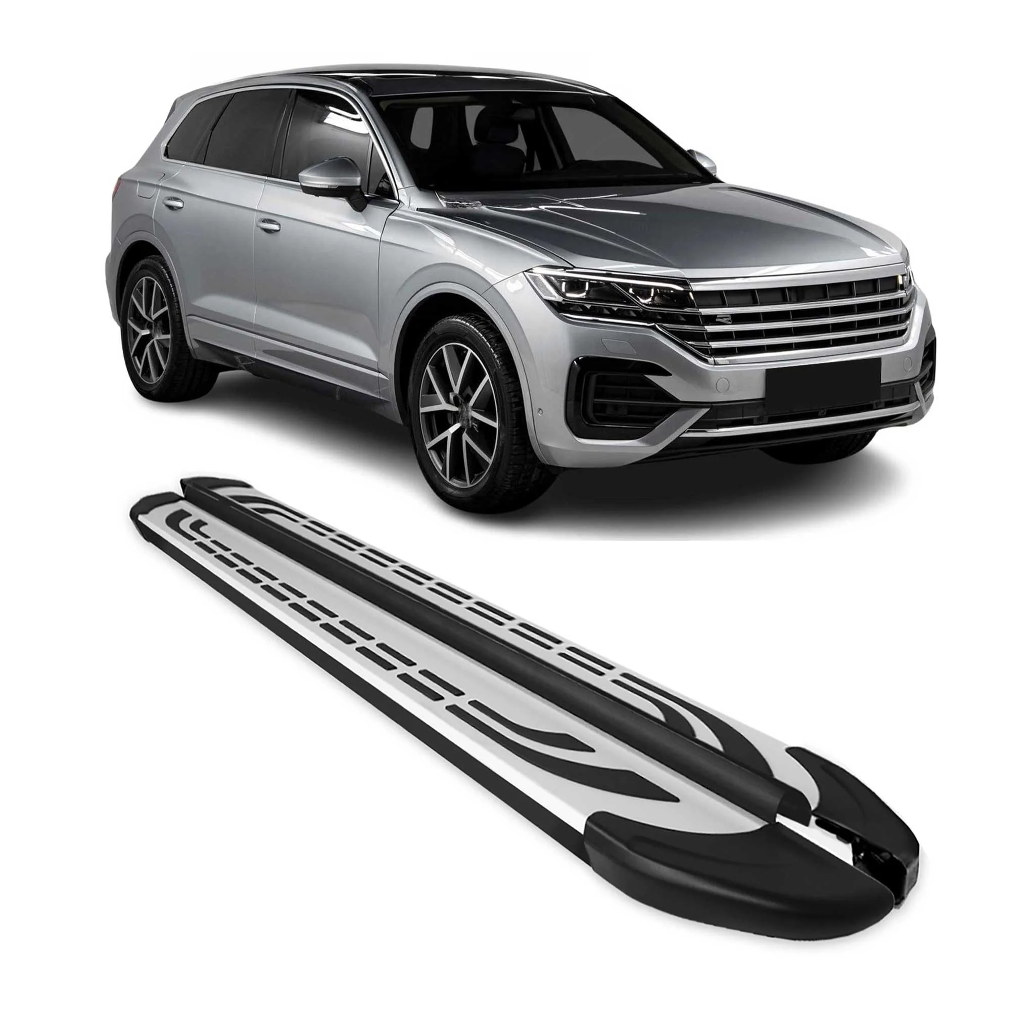 Trittbretter Seitenschweller für VW Touareg 3 2018-2026 Alu Silber Schwarz