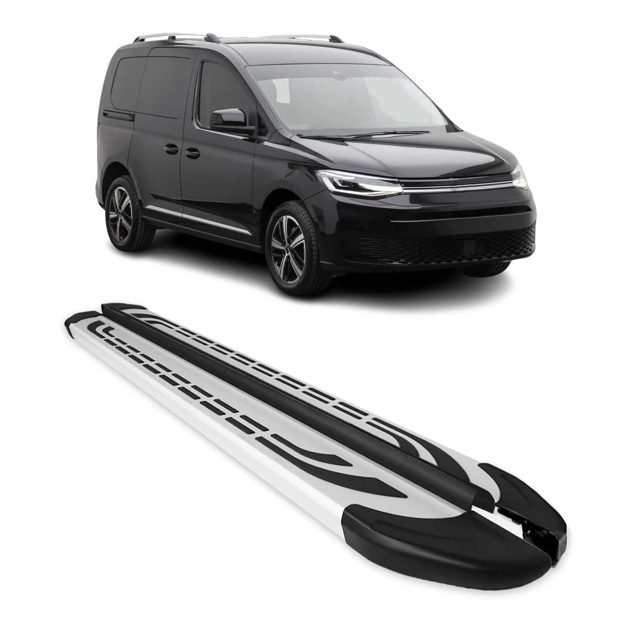 Trittbretter Seitenschweller Seitenbretter für VW Caddy 2020-24 Kurzer Alu Grau