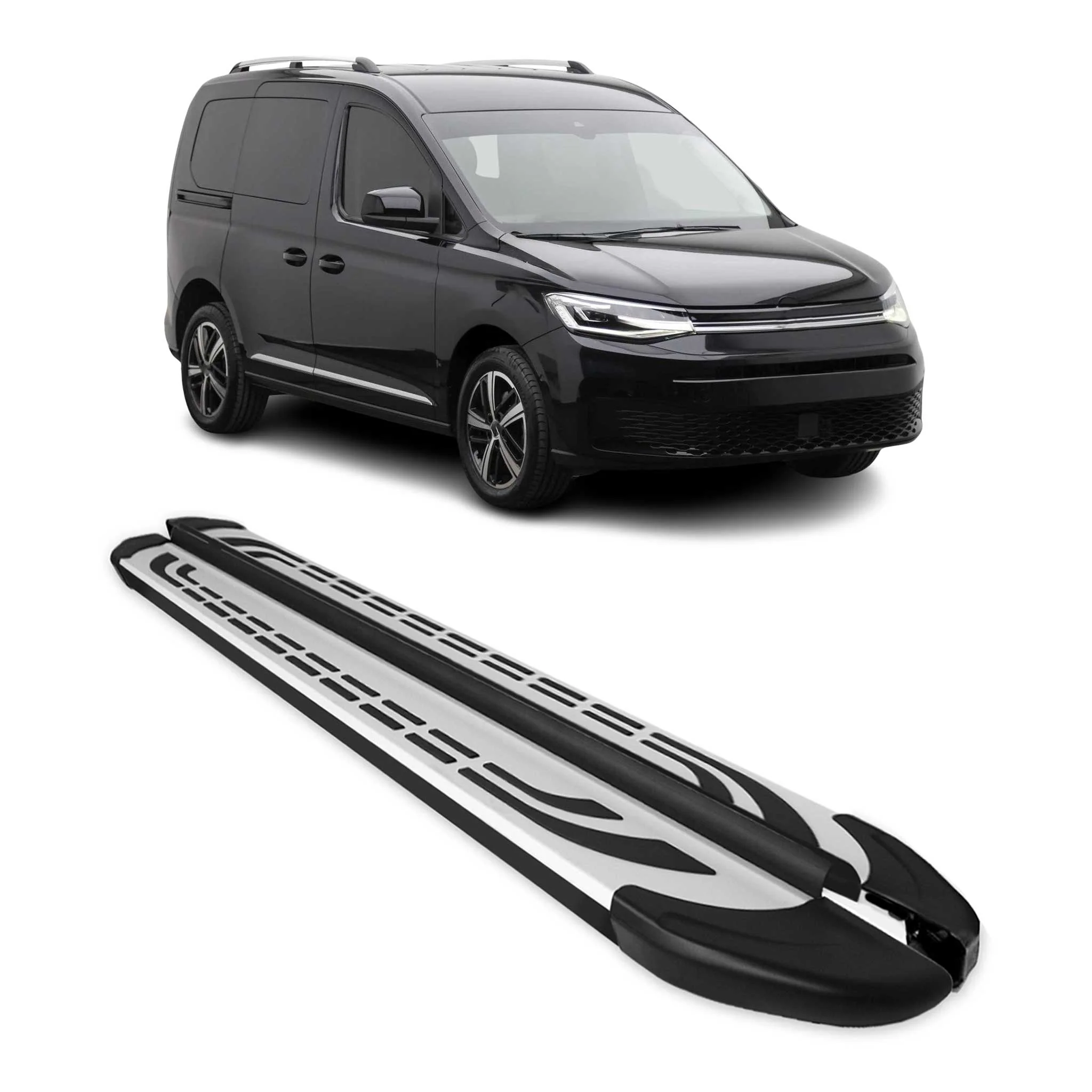 Seitenschweller Seitenbretter für VW Caddy 2020-2024 Kurzer Schwarz Alu