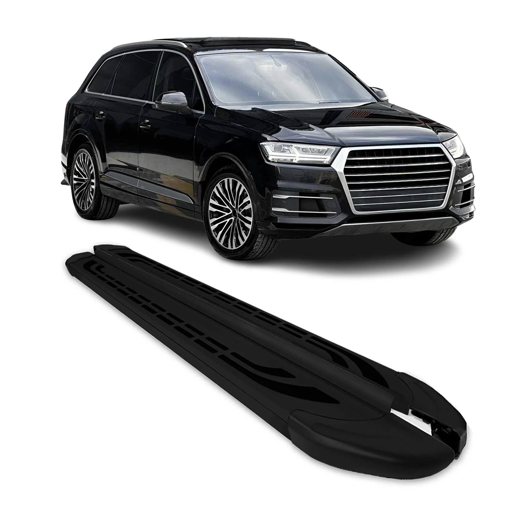 Trittbretter Seitenschweller Seitenbretter für Audi Q7 2015-2026 Alu Schwarz