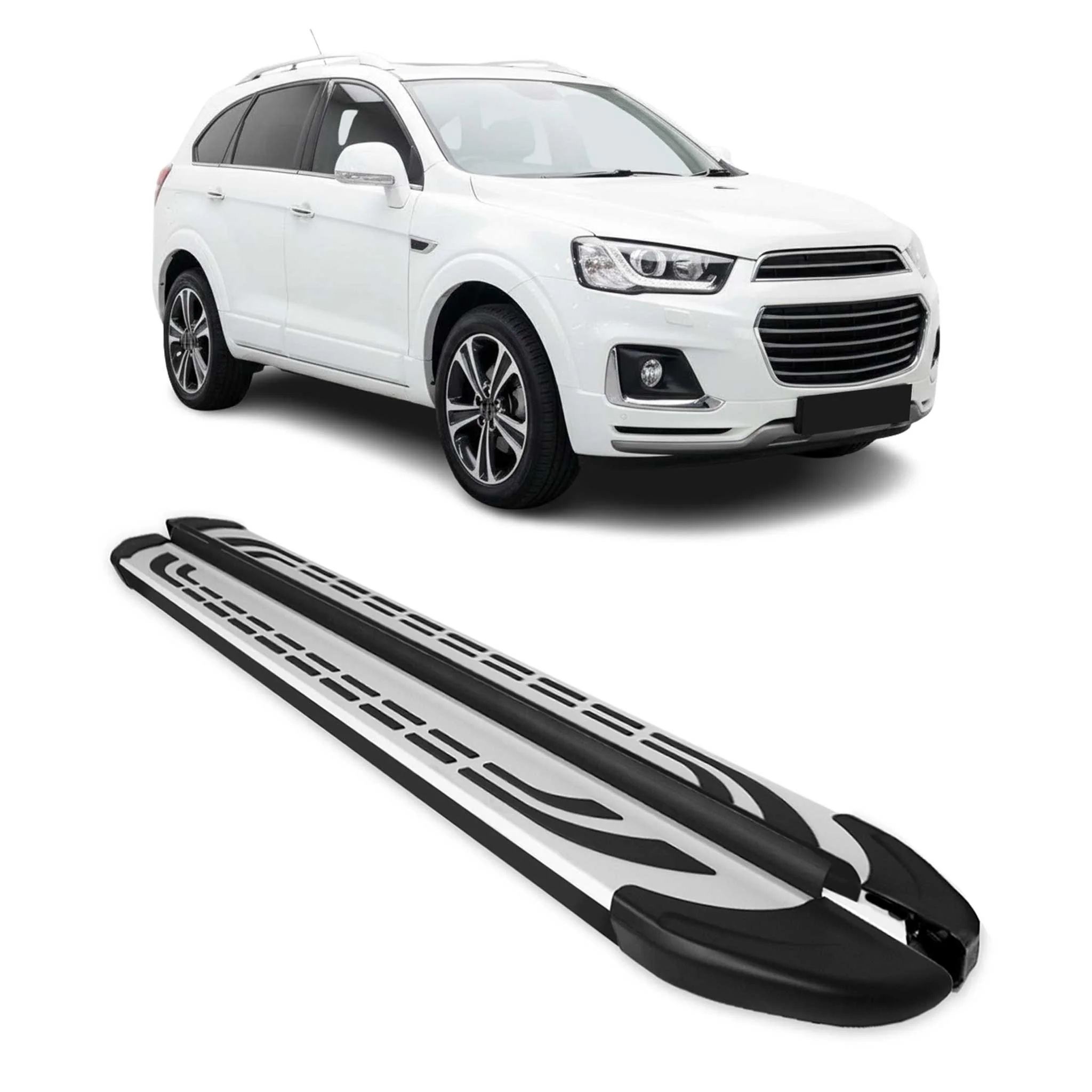 Trittbretter Schweller Seitenbretter für Chevrolet Captiva 2019-2026 Schwarz Alu
