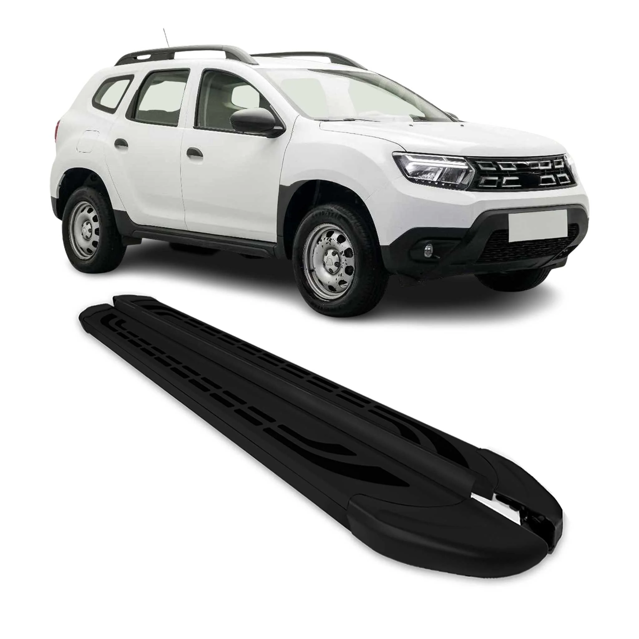 Trittbretter Seitenschweller Seitenbretter für Dacia Duster 2018-23 Alu Schwarz